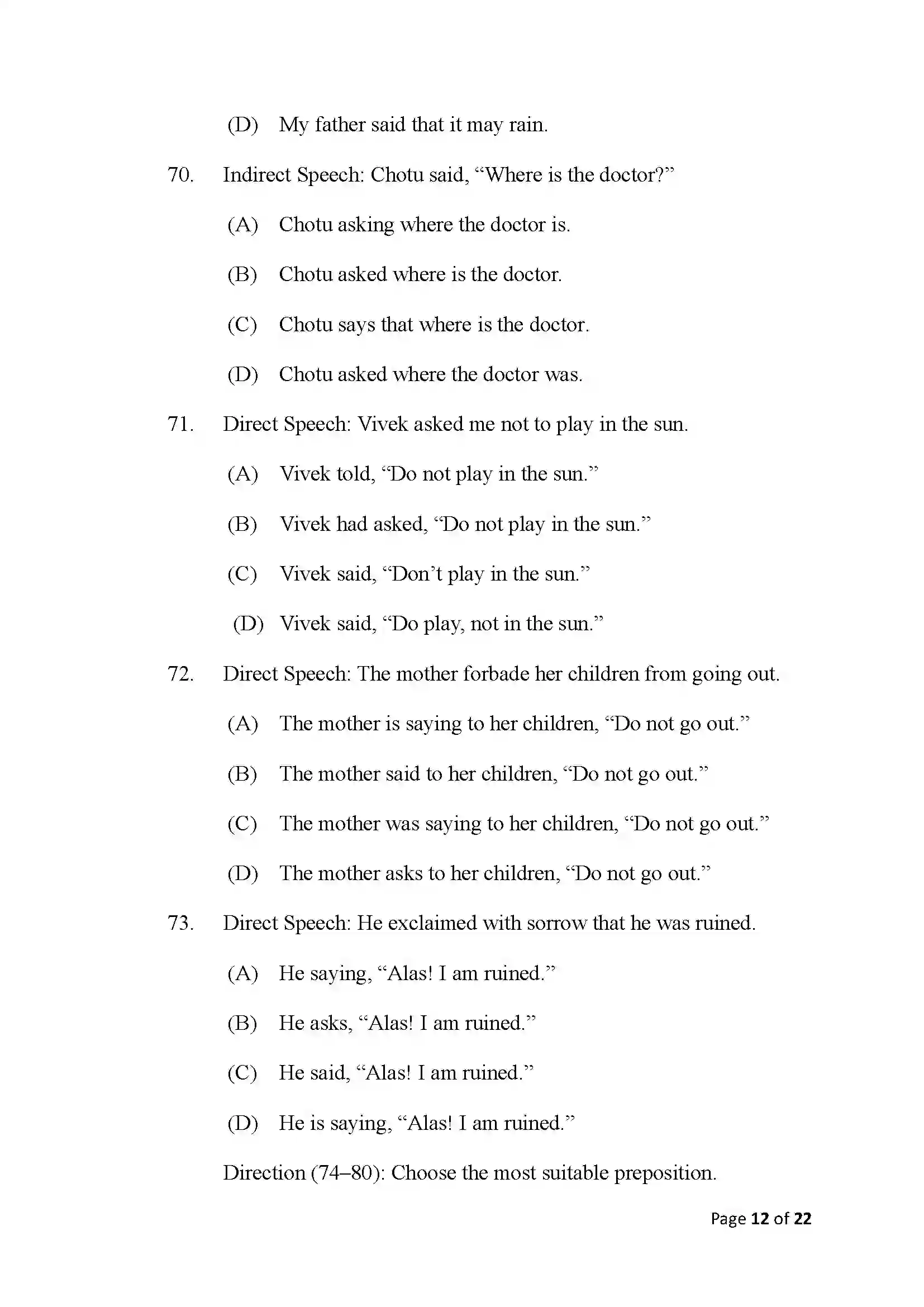Bihar Board Class 10th 2025 English Sample Paper 12