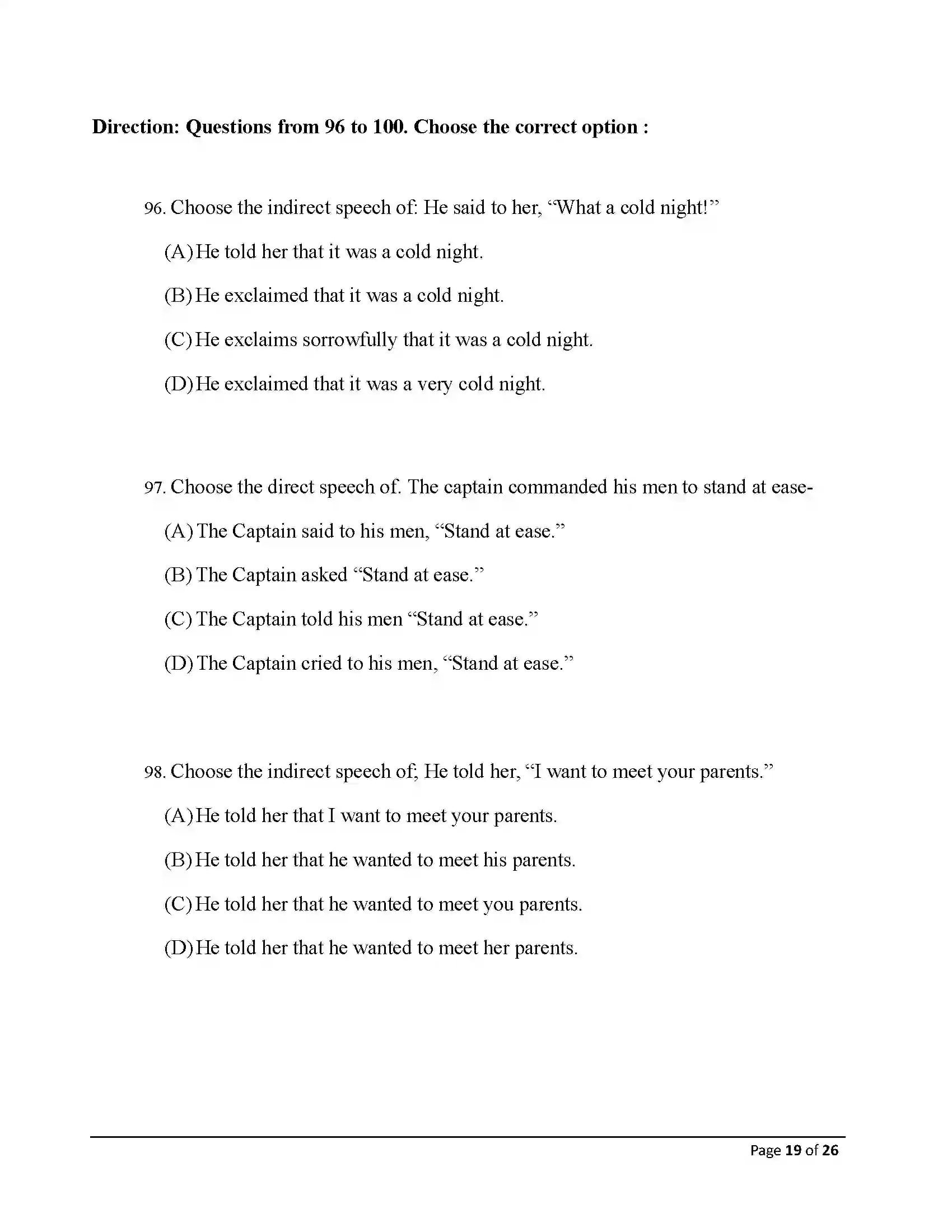 Bihar Board Class 10th 2026 English Sample Paper 19