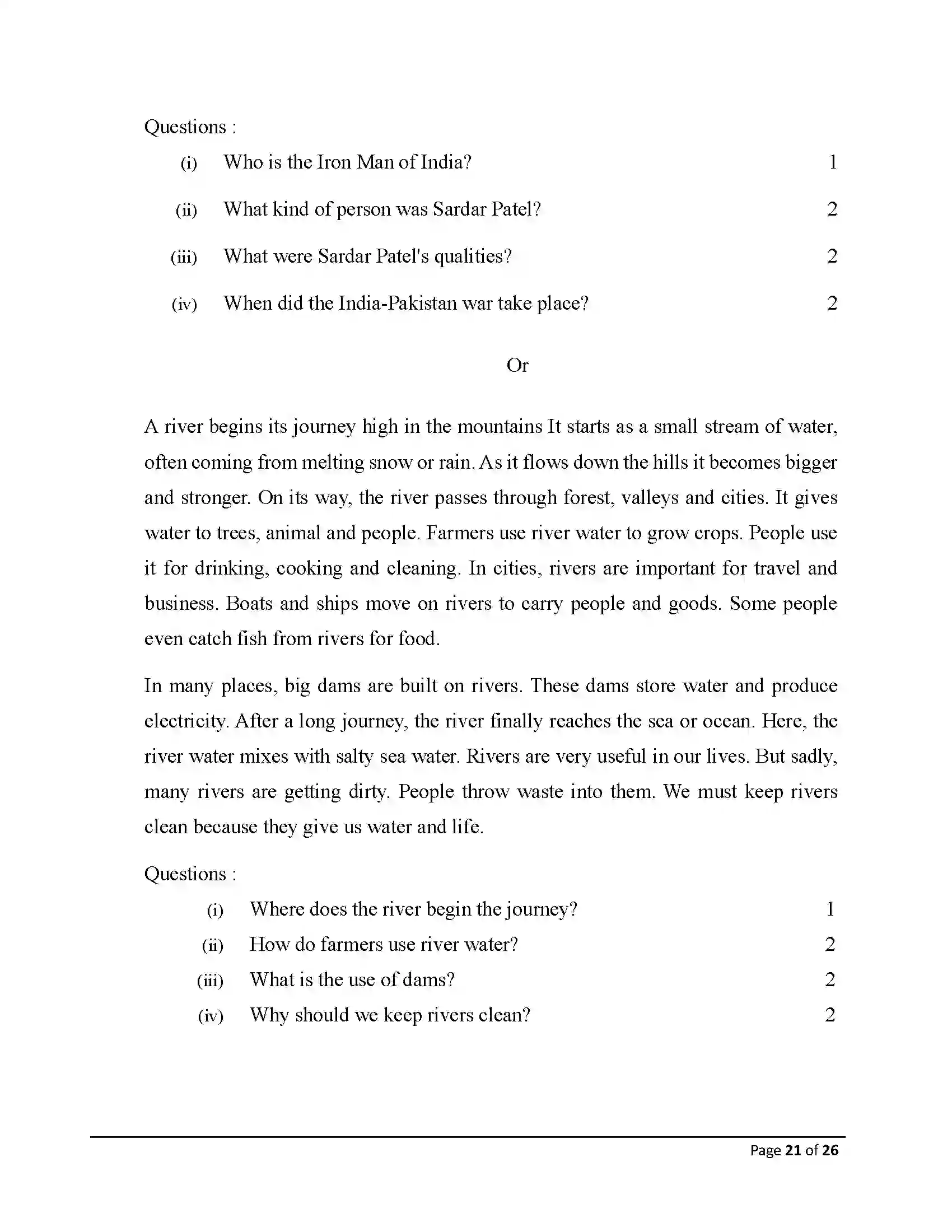 Bihar Board Class 10th 2026 English Sample Paper 21