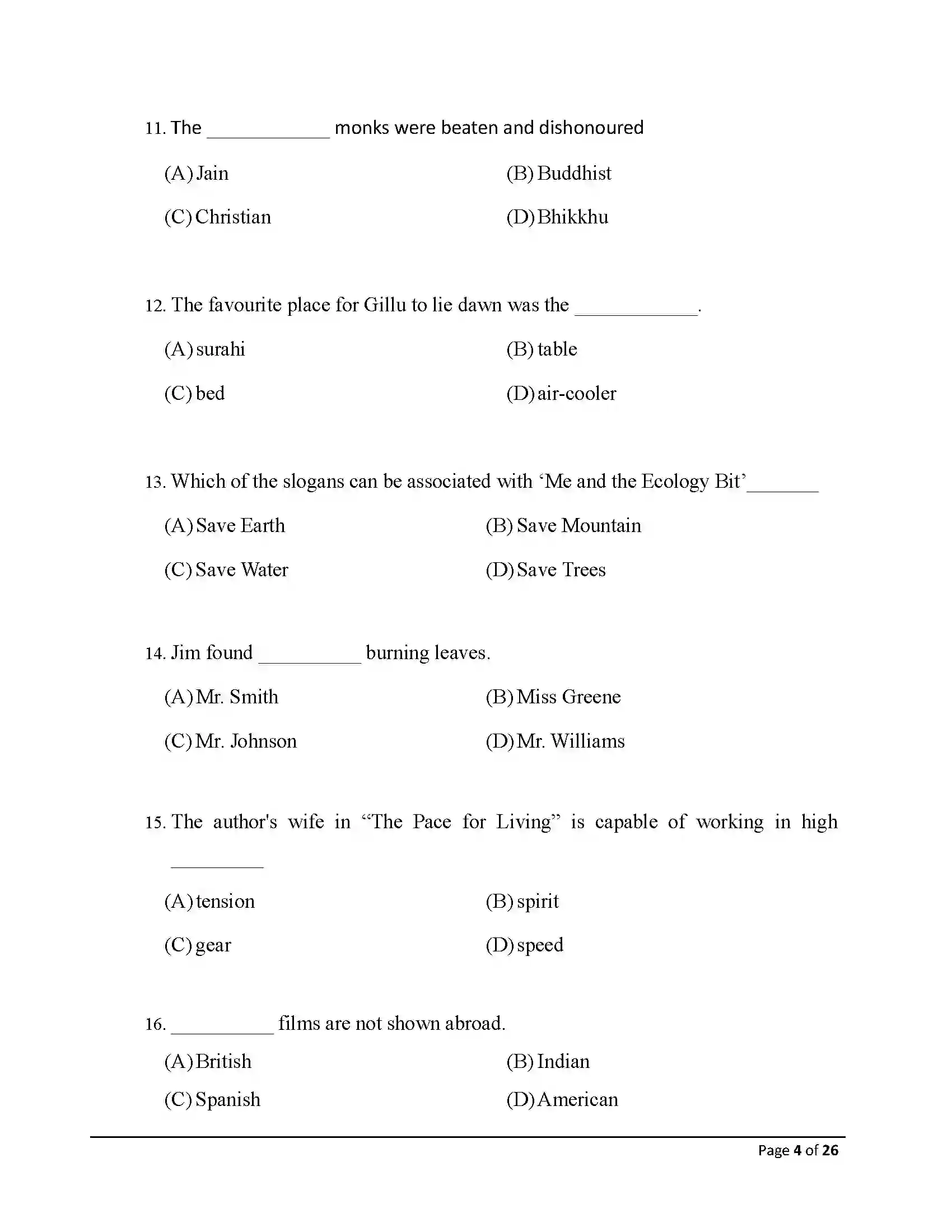 Bihar Board Class 10th 2026 English Sample Paper 4