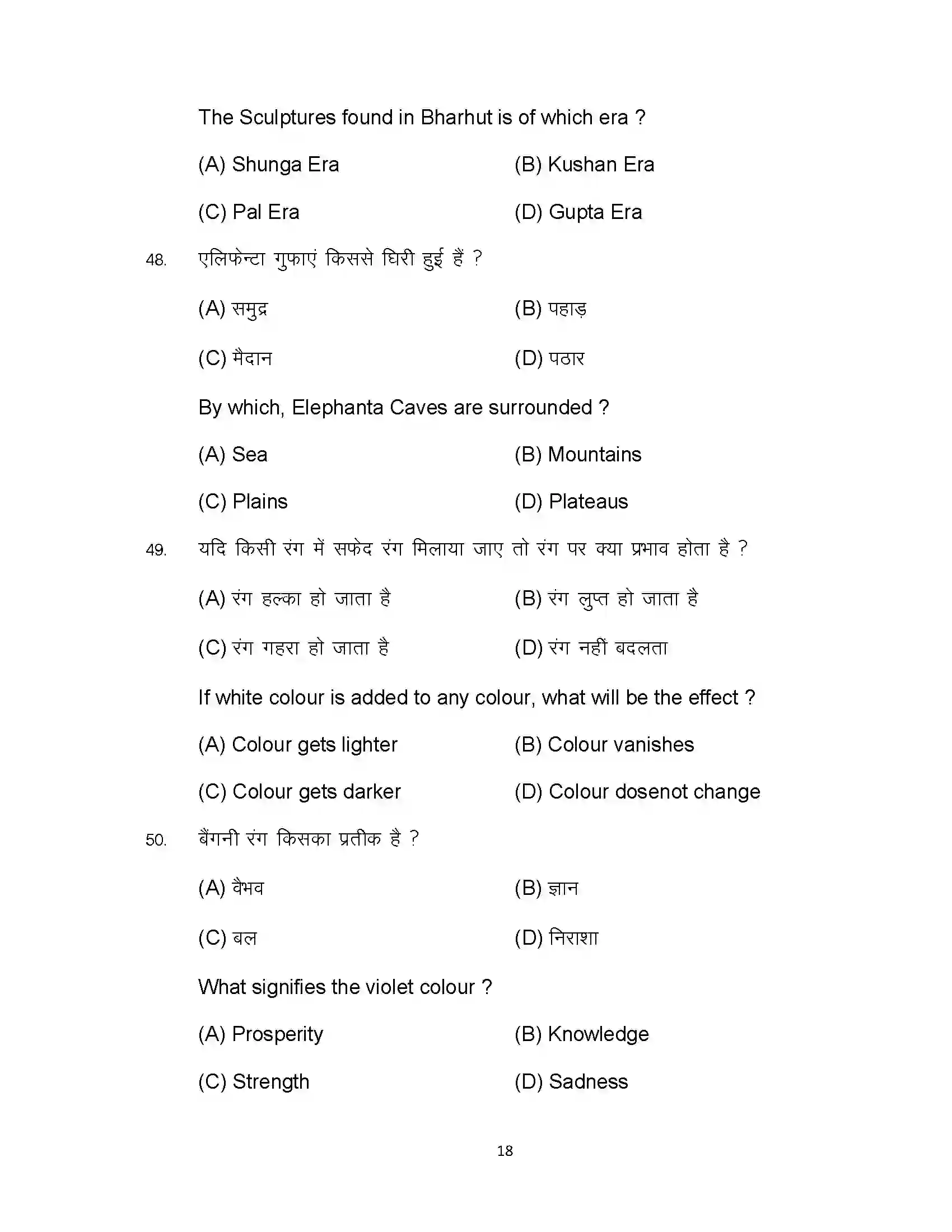 Bihar Board Class 10th 2024 Fine Arts Sample Paper 18