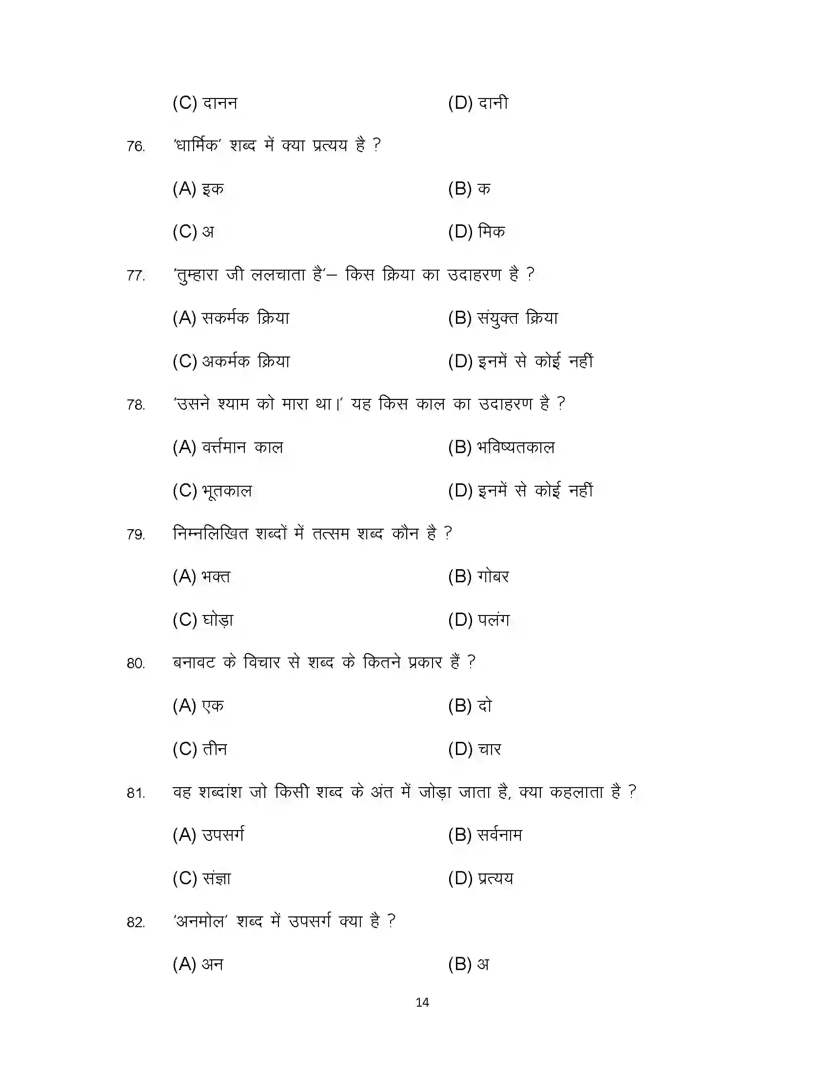 Bihar Board Class 10th 2024 Hindi Sample Paper 14