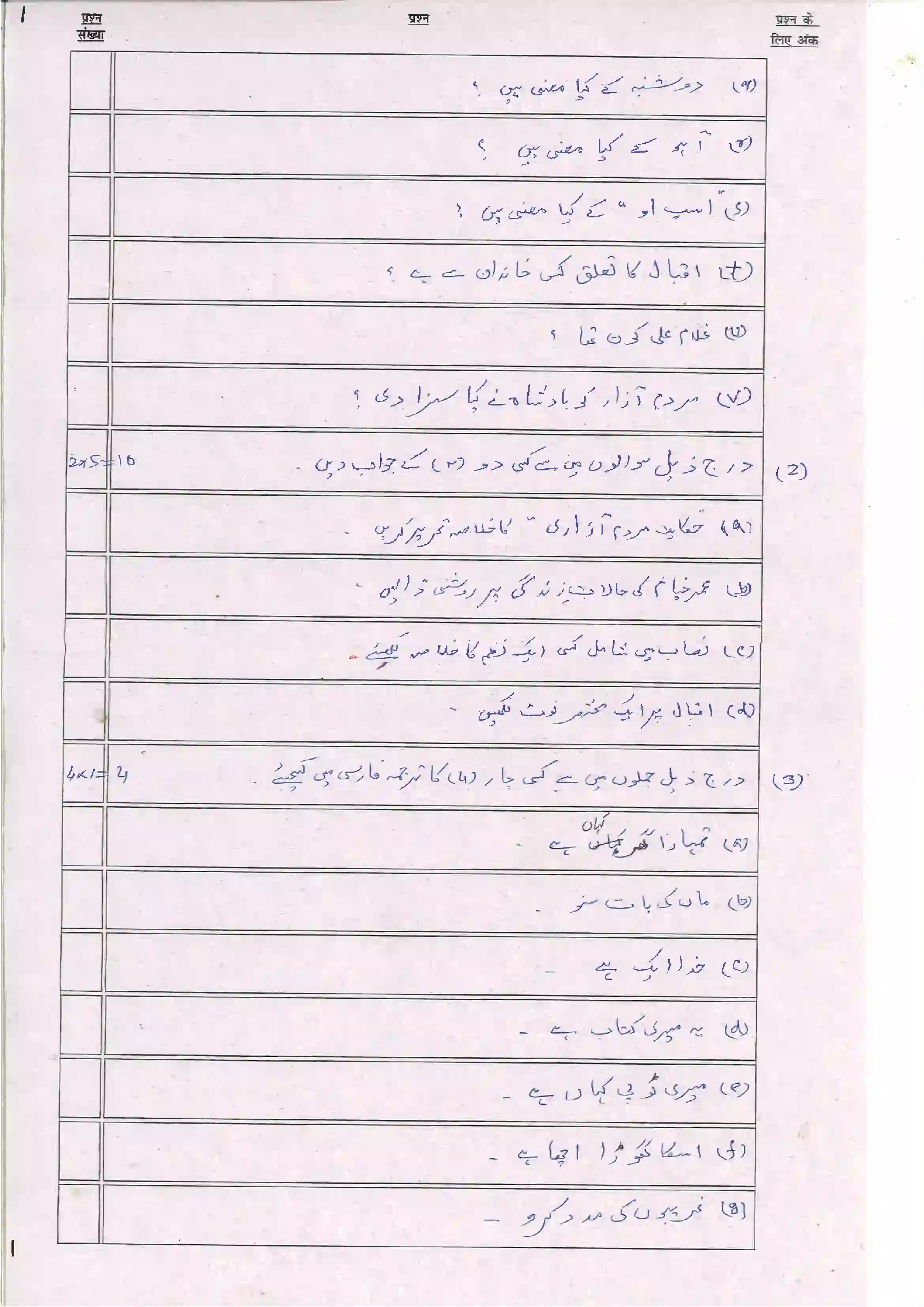 Bihar Board Class 10th 2024 Persian Sample Paper 16