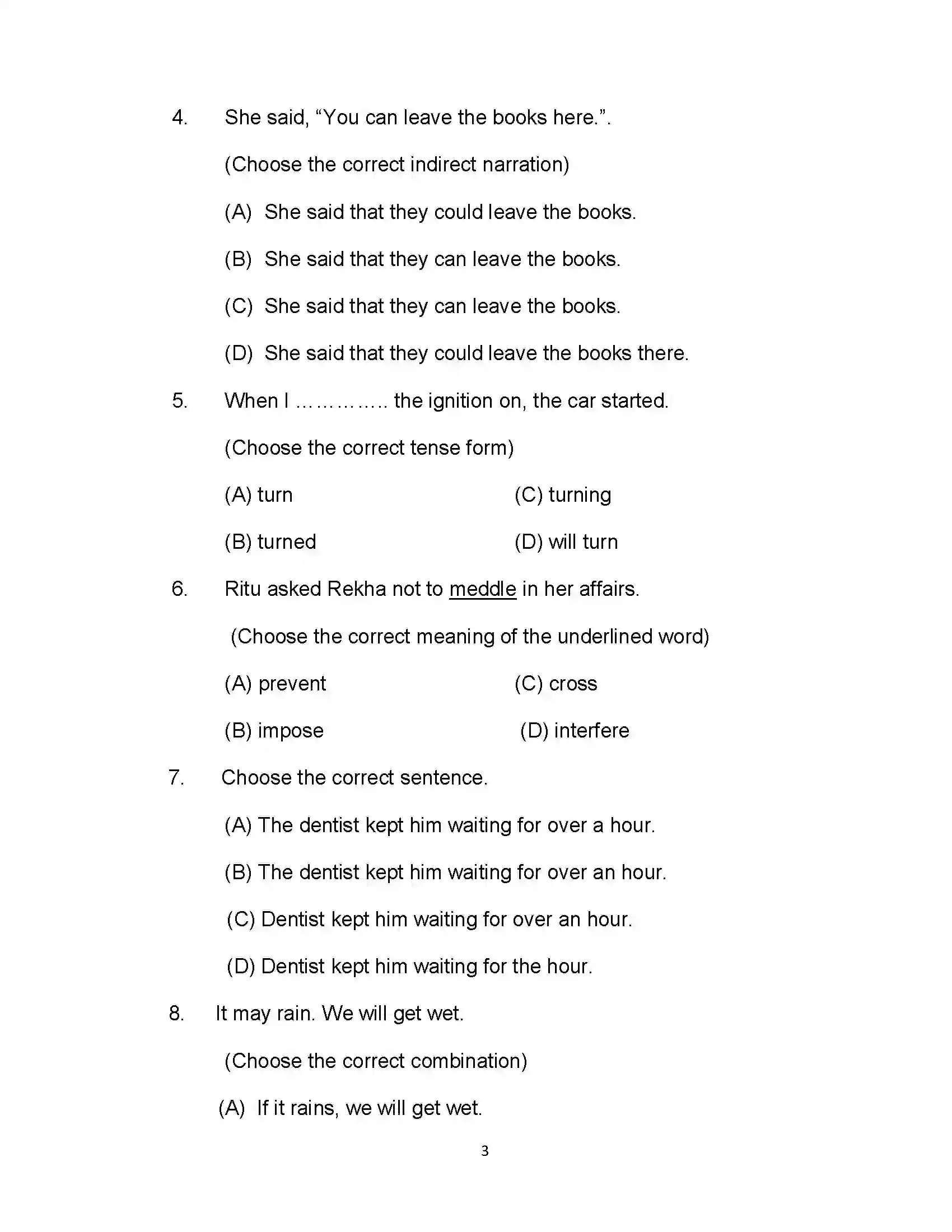 Bihar Board Class 12th 2021 English (Arts) Sample Paper 3