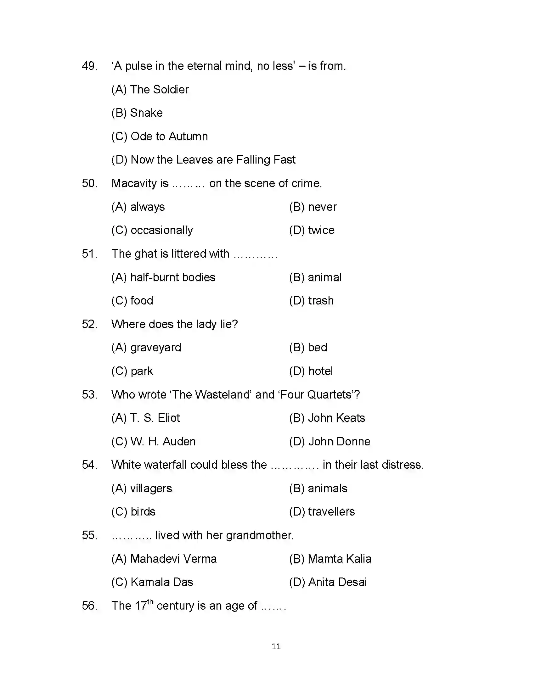 Bihar Board Class 12th 2021 English (Commerce) Sample Paper 11