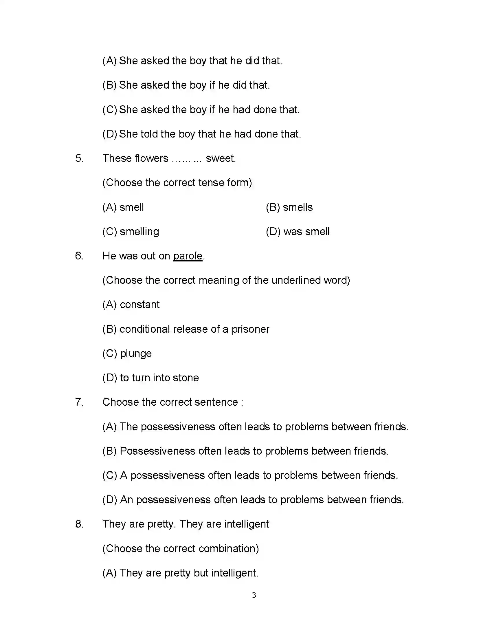 Bihar Board Class 12th 2021 English (Commerce) Sample Paper 3