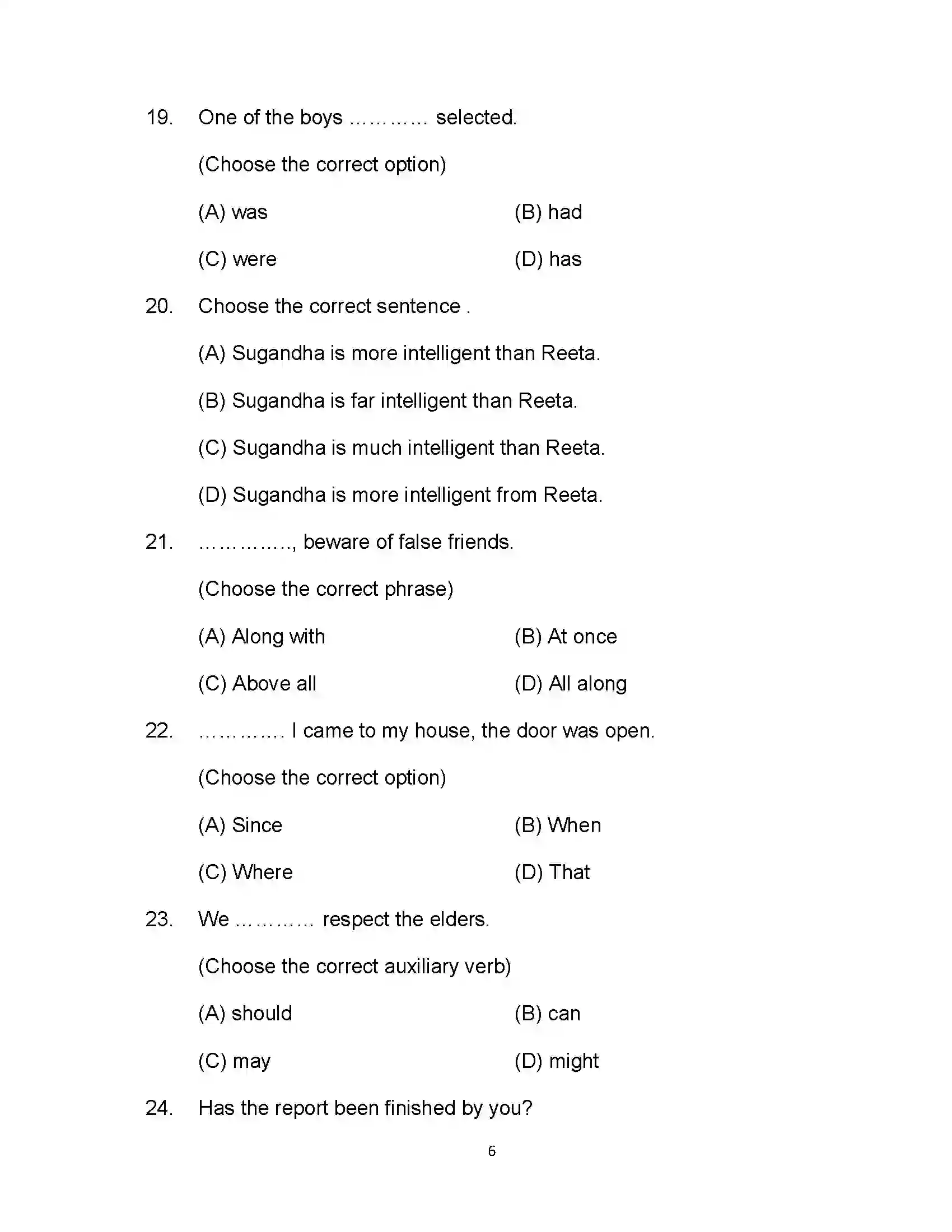 Bihar Board Class 12th 2021 English (Commerce) Sample Paper 6