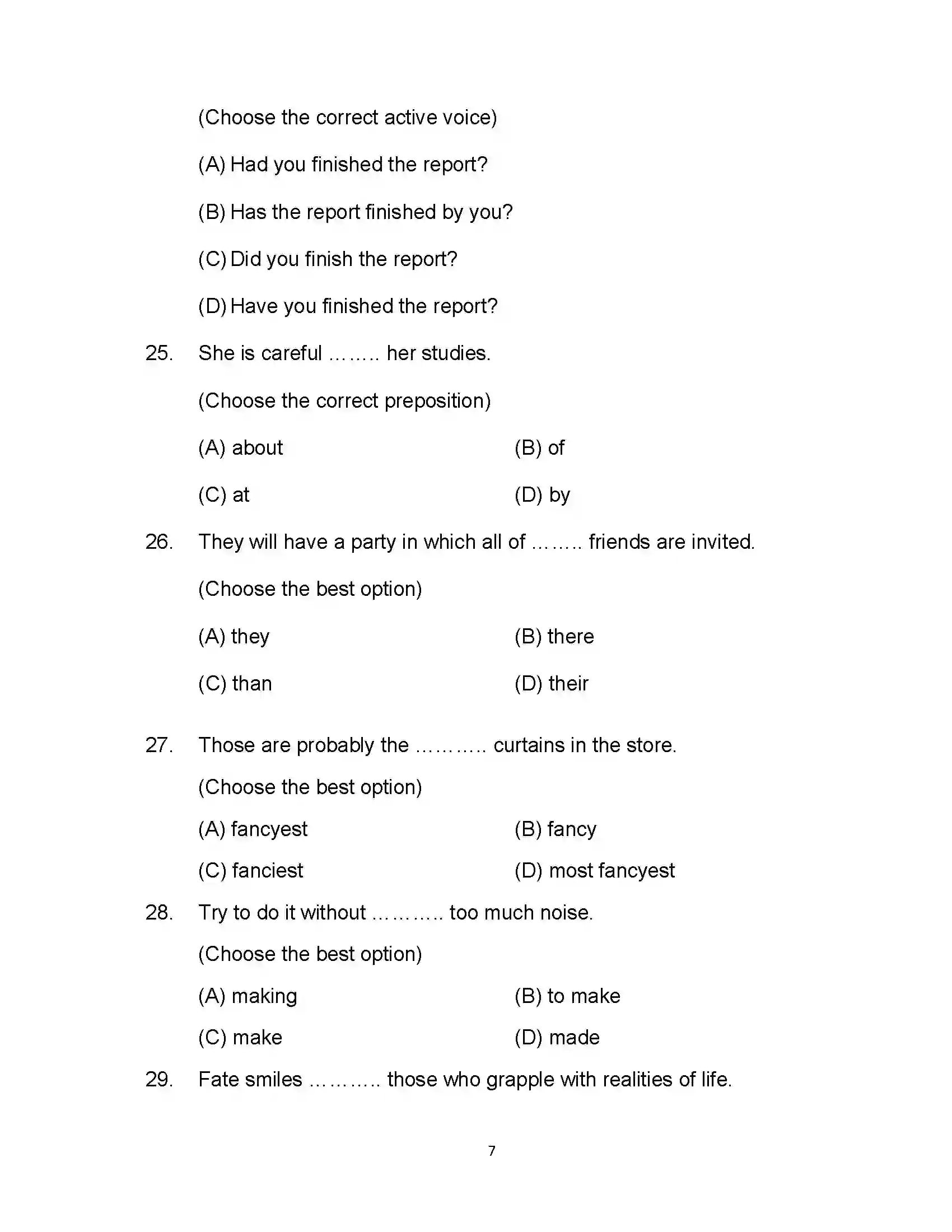 Bihar Board Class 12th 2021 English (Commerce) Sample Paper 7