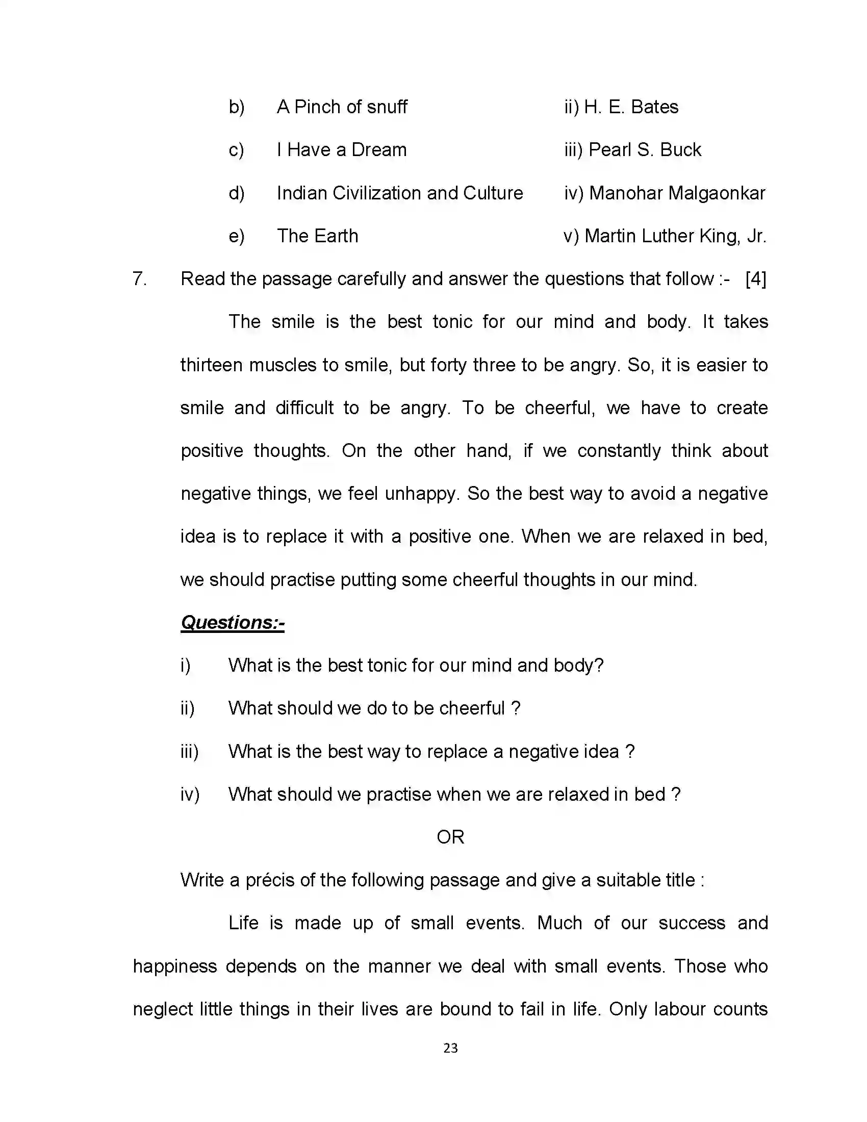 Bihar Board Class 12th 2023 English Sample Paper 23