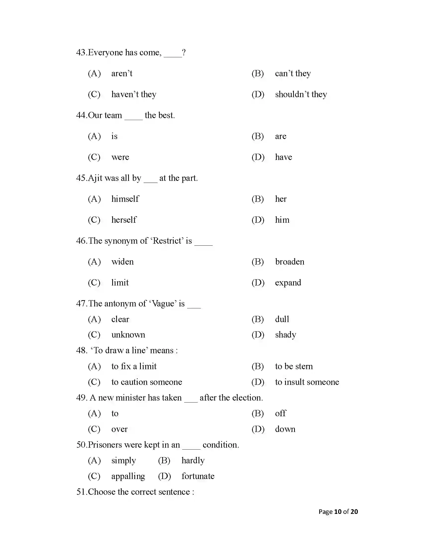 Bihar Board Class 12th 2025 English Sample Paper 10