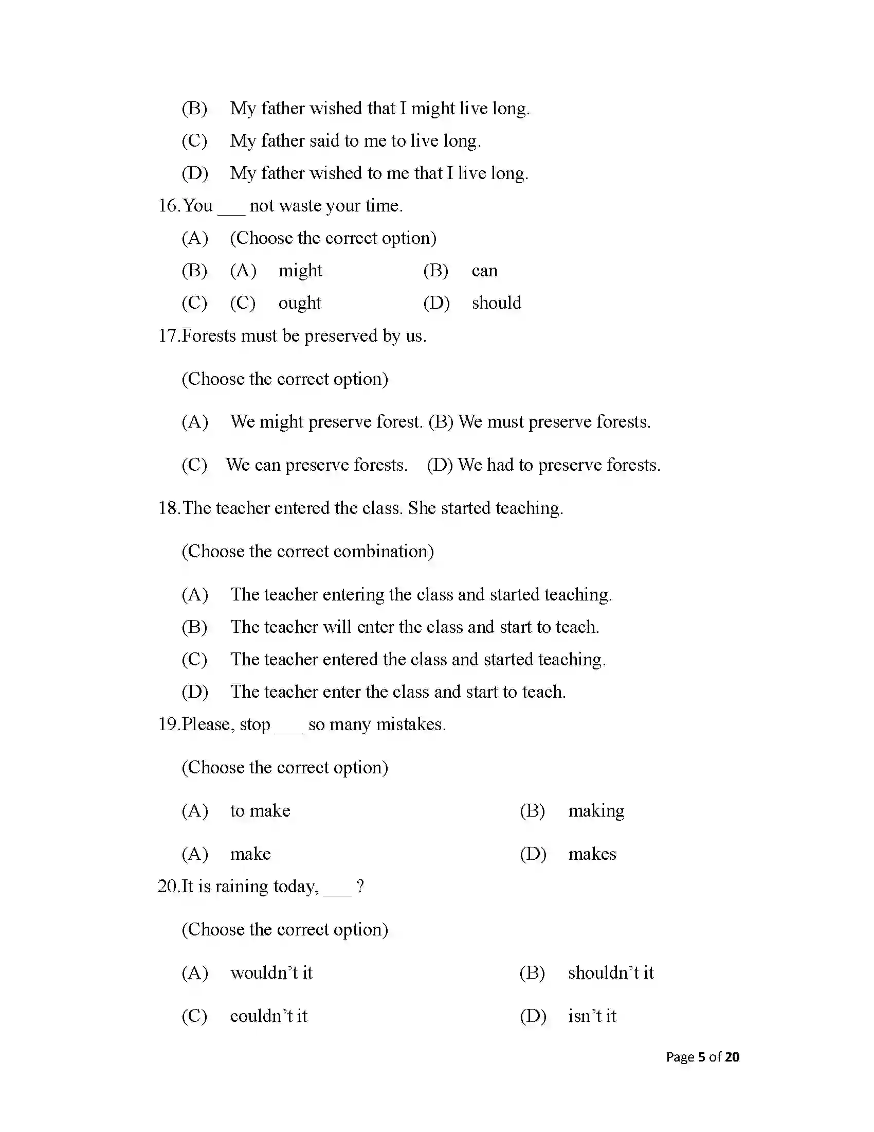 Bihar Board Class 12th 2025 English Sample Paper 5