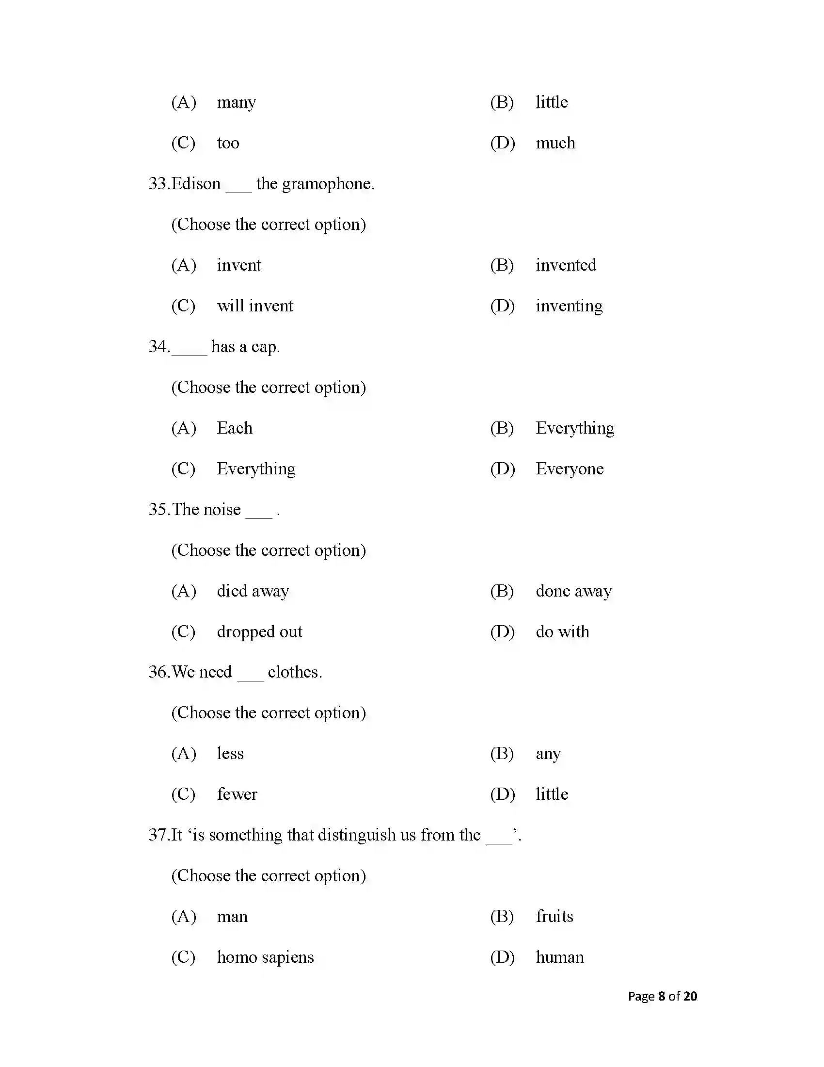 Bihar Board Class 12th 2025 English Sample Paper 8
