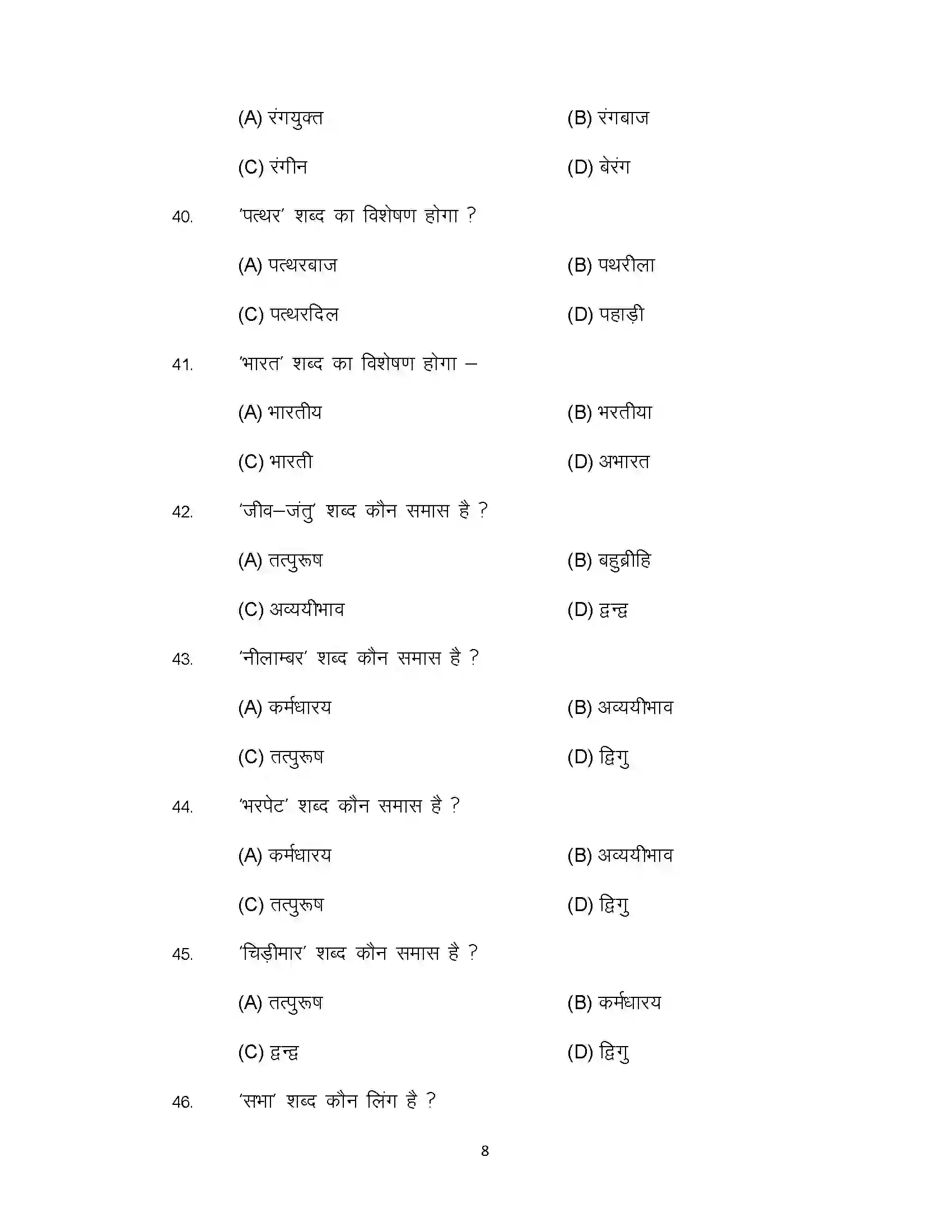 Bihar Board Class 12th 2021 Hindi Sample Paper 8