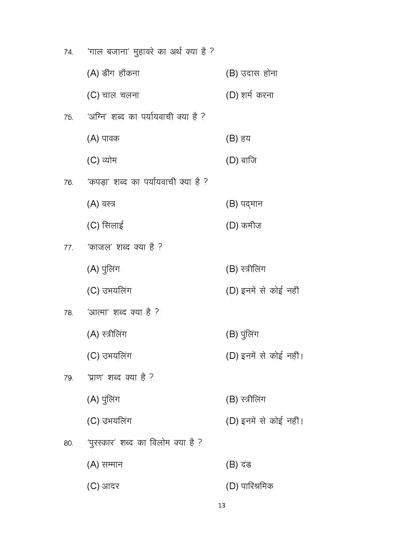 Bihar Board Class 12th 2024 Hindi Sample Paper 13
