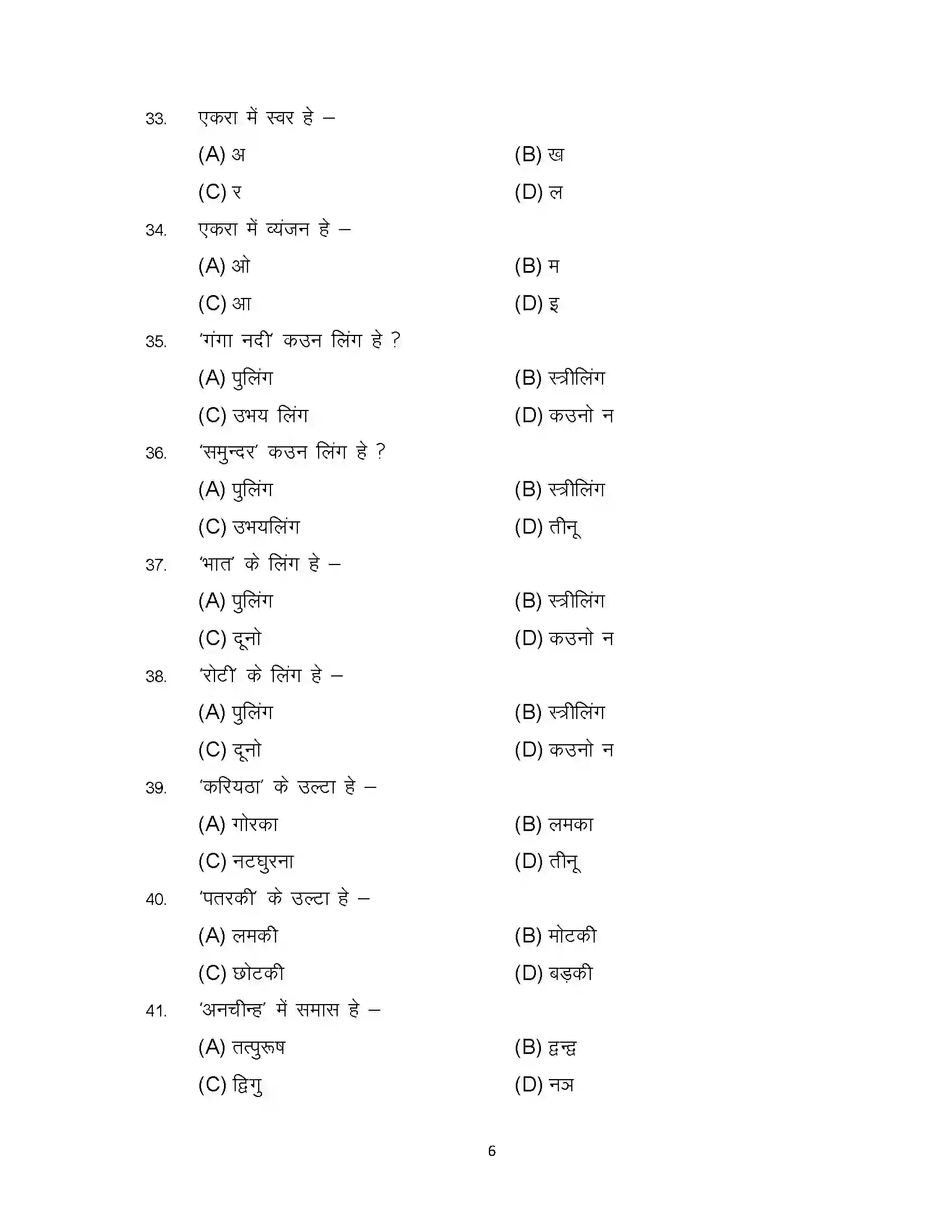 Bihar Board Class 12th 2023 Magahi Sample Paper 6