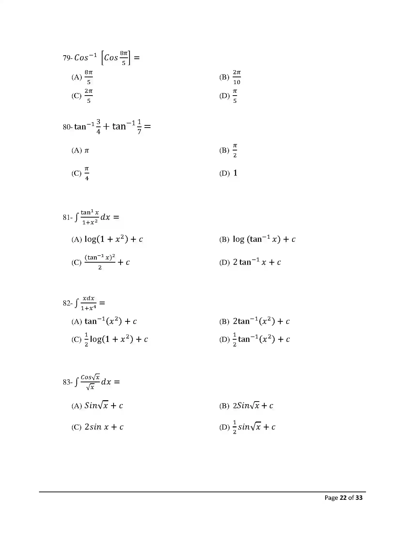 Bihar Board Class 12th 2026 Mathematics Sample Paper 22