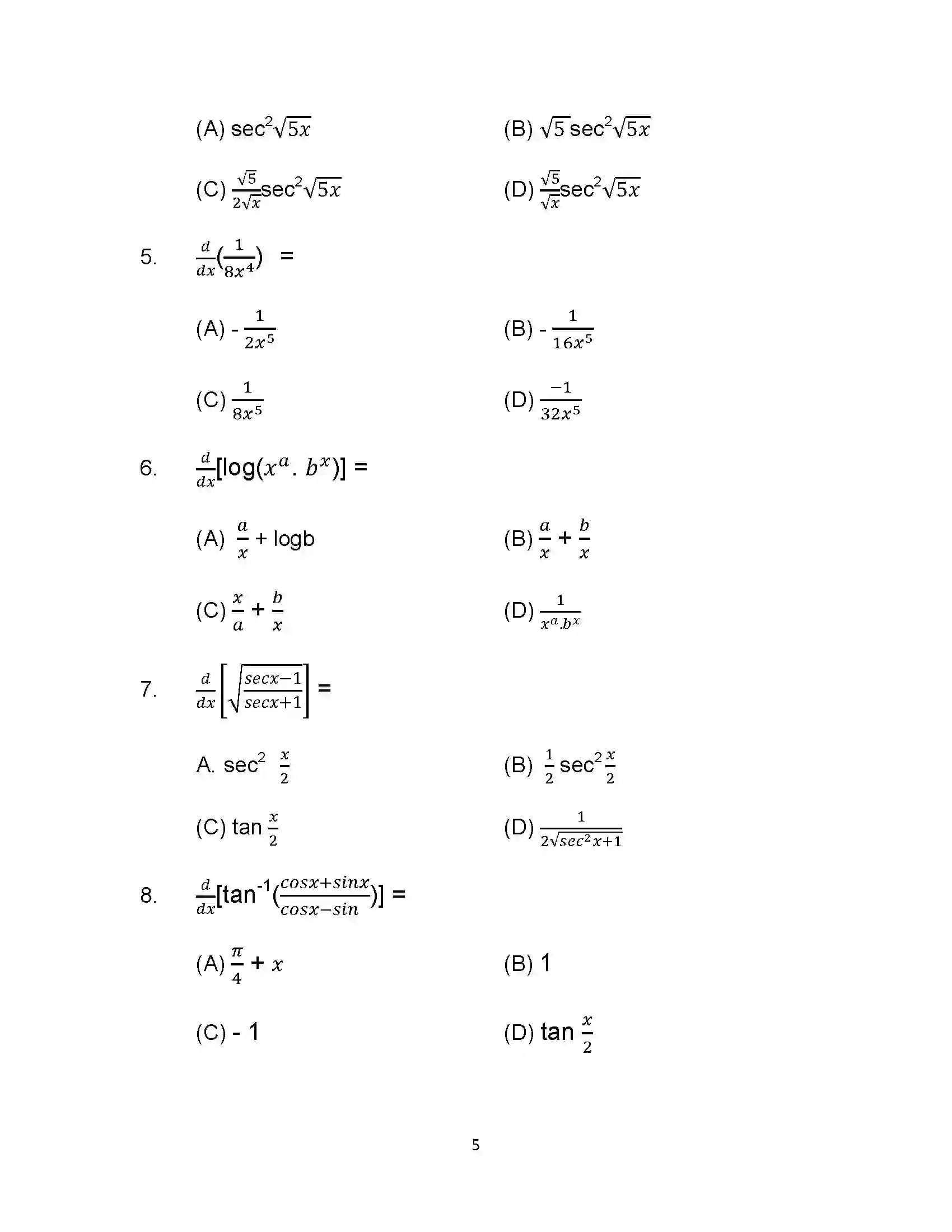 Bihar Board Class 12th 2022 Maths Sample Paper 5