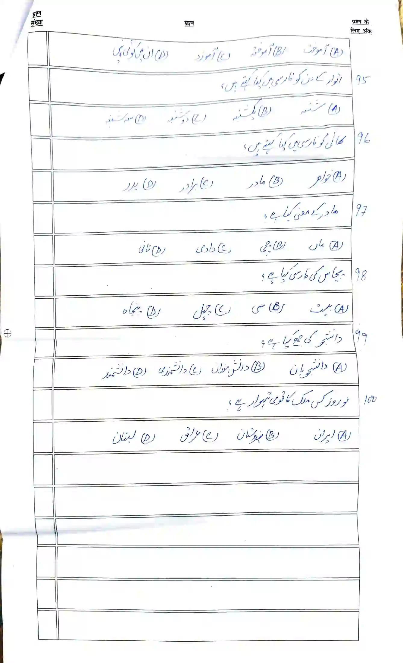 Bihar Board Class 12th 2026 Persian Sample Paper 13