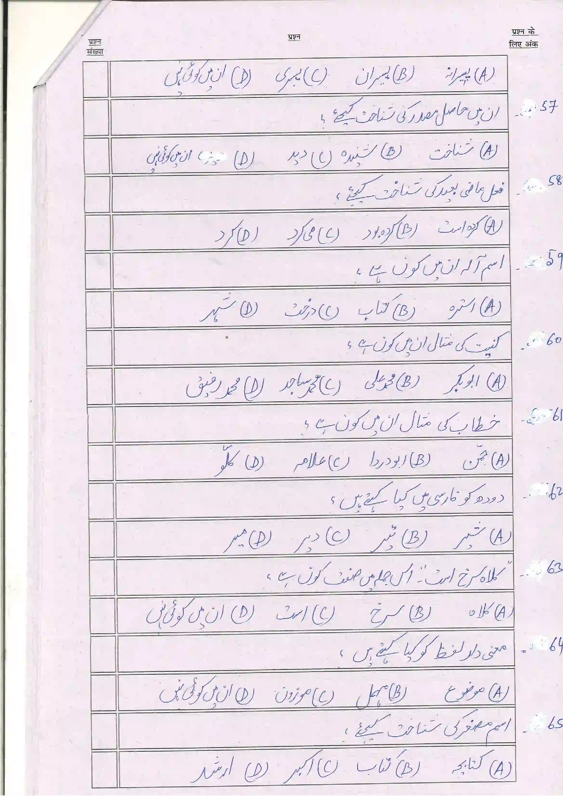 Bihar Board Class 12th 2024 Persion Sample Paper 9
