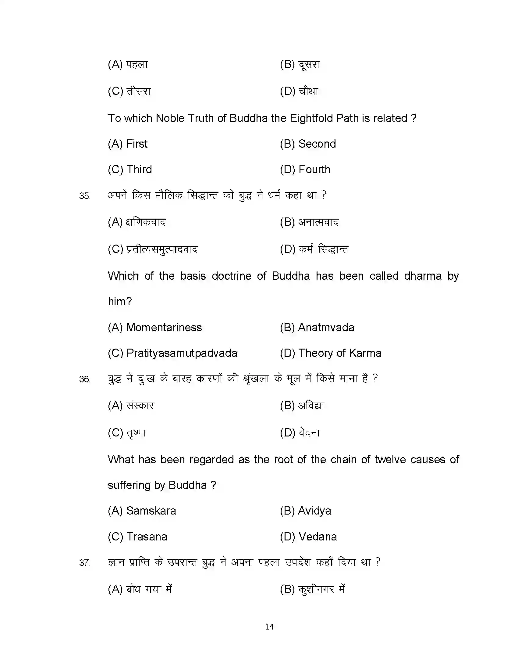 Bihar Board Class 12th 2023 Philosophy Sample Paper 14