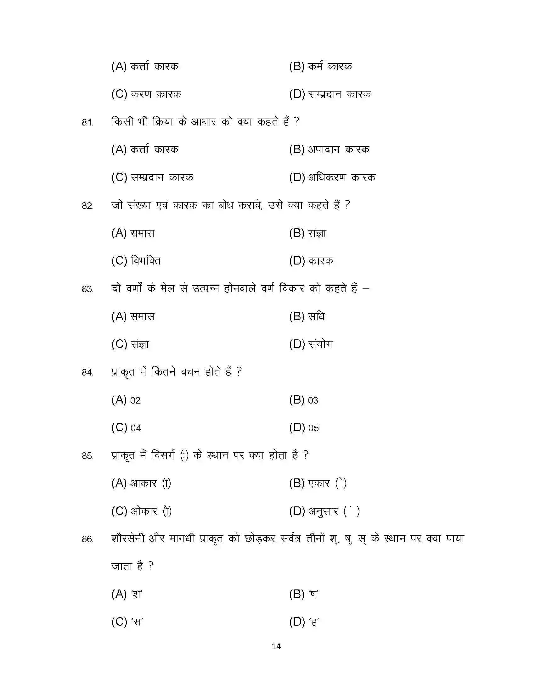 Bihar Board Class 12th 2023 Prakrit Sample Paper 14