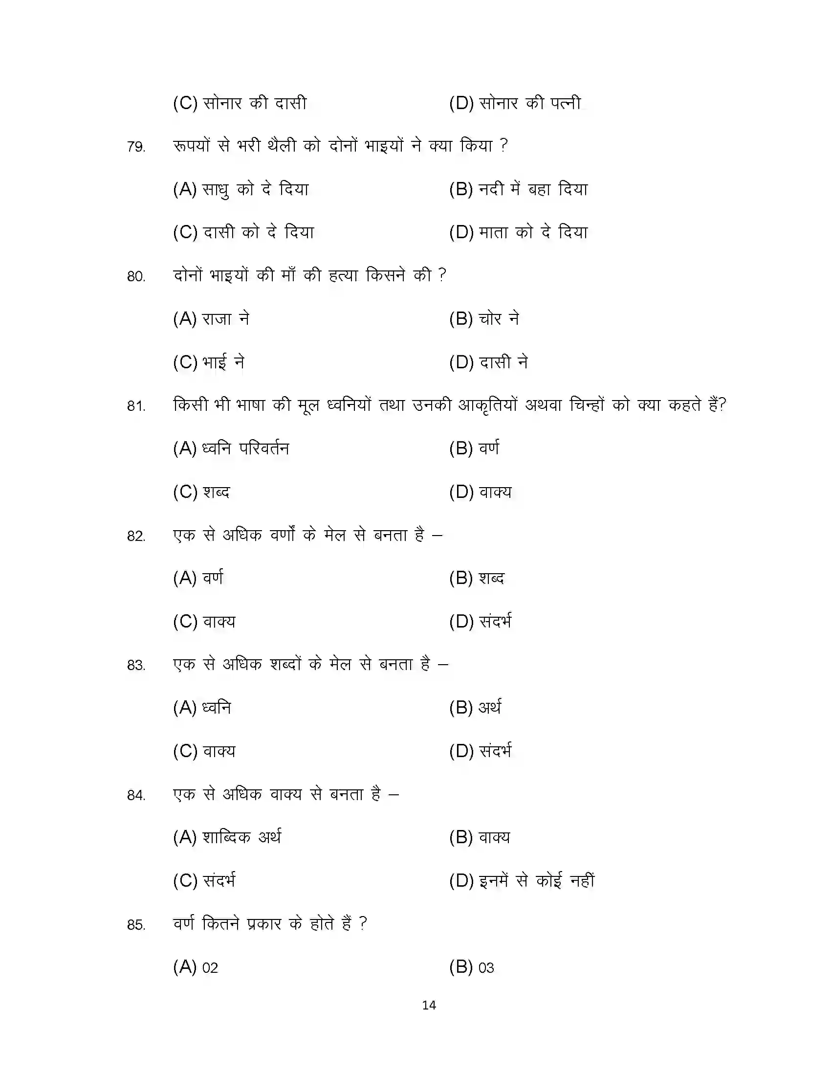 Bihar Board Class 12th 2024 Prakrit Sample Paper 14