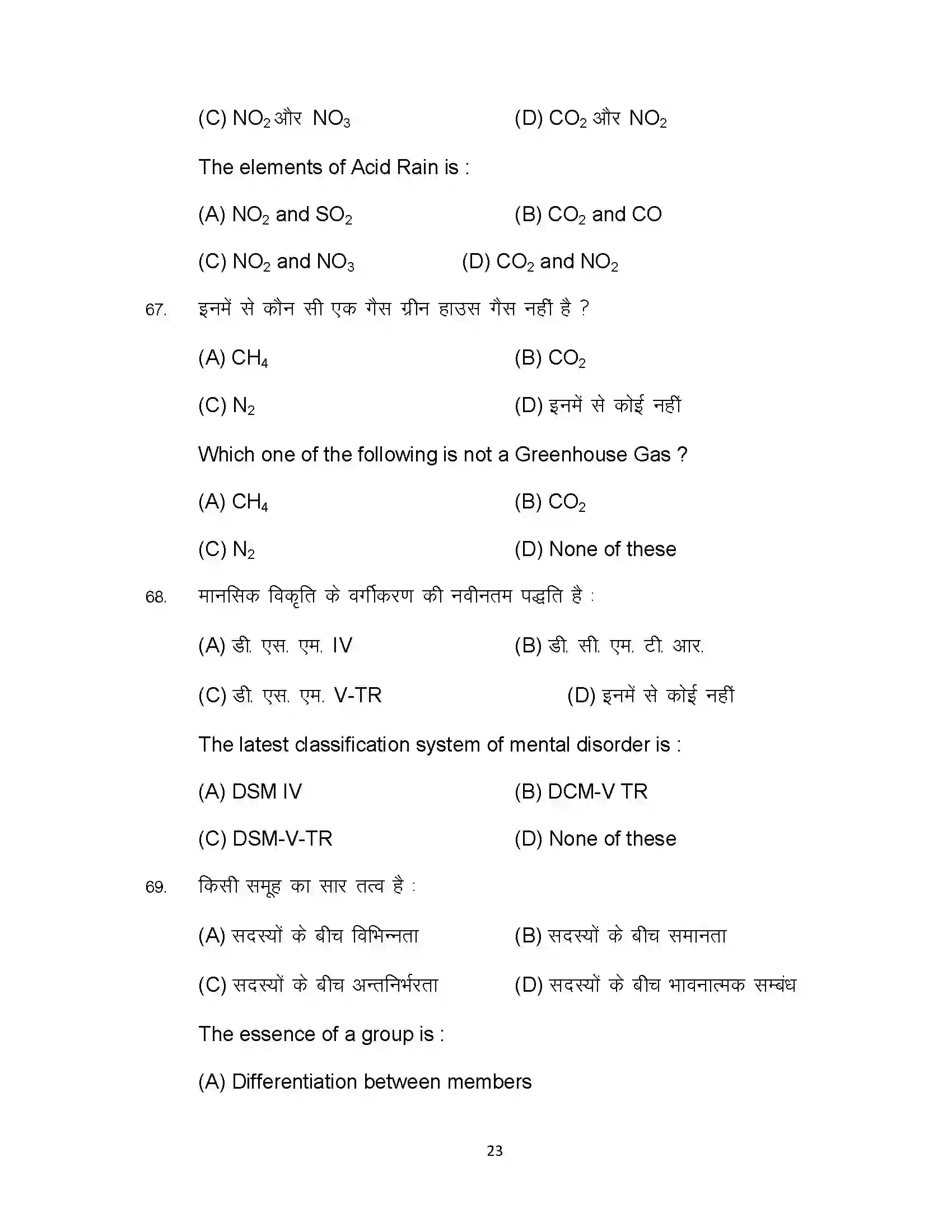 Bihar Board Class 12th 2024 Psychology Sample Paper 23