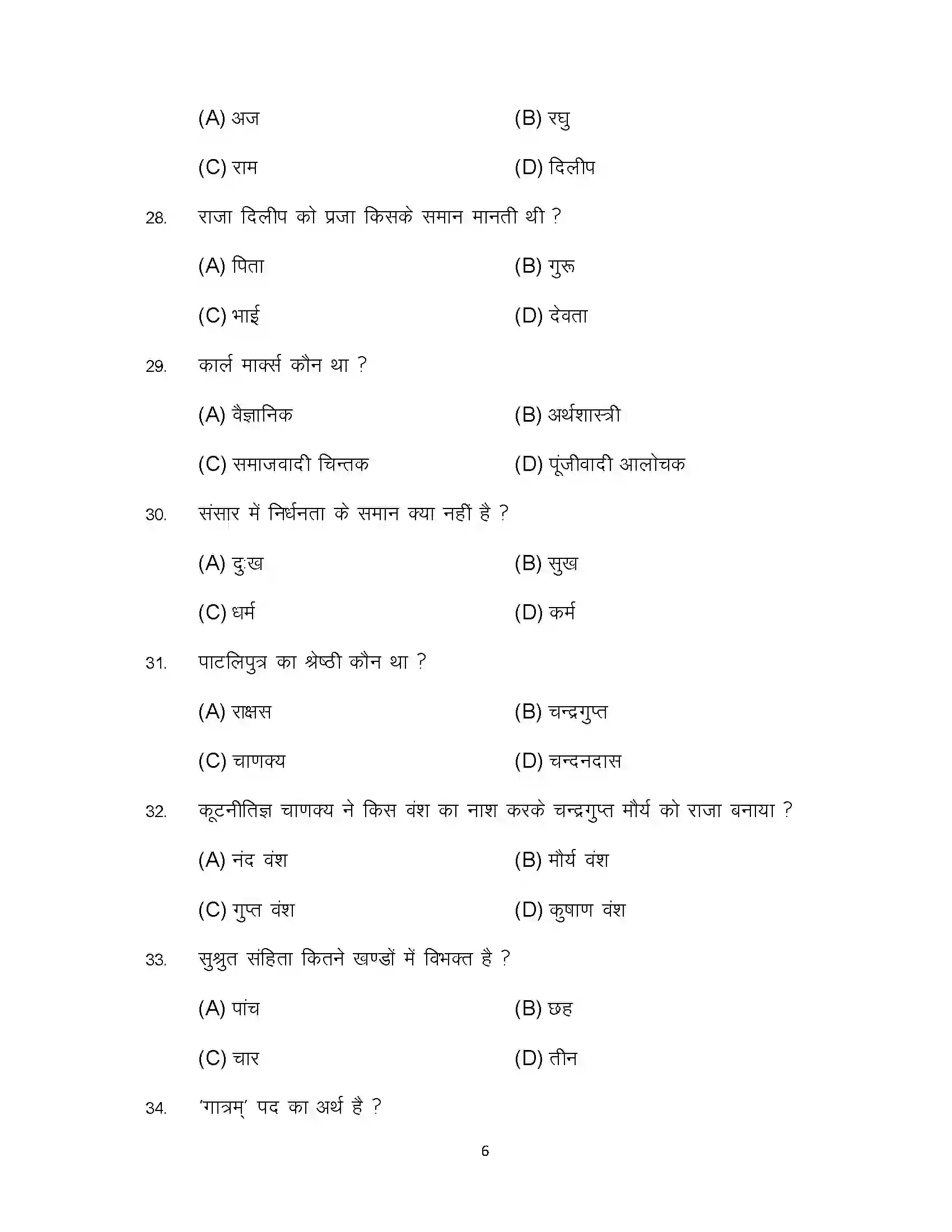 Bihar Board Class 12th 2023 Sanskrit Sample Paper 6