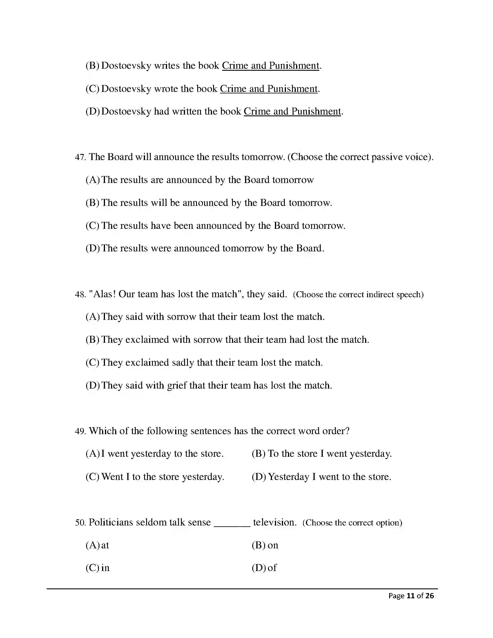 Bihar Board Class 12th 2026 English Sample Paper 11