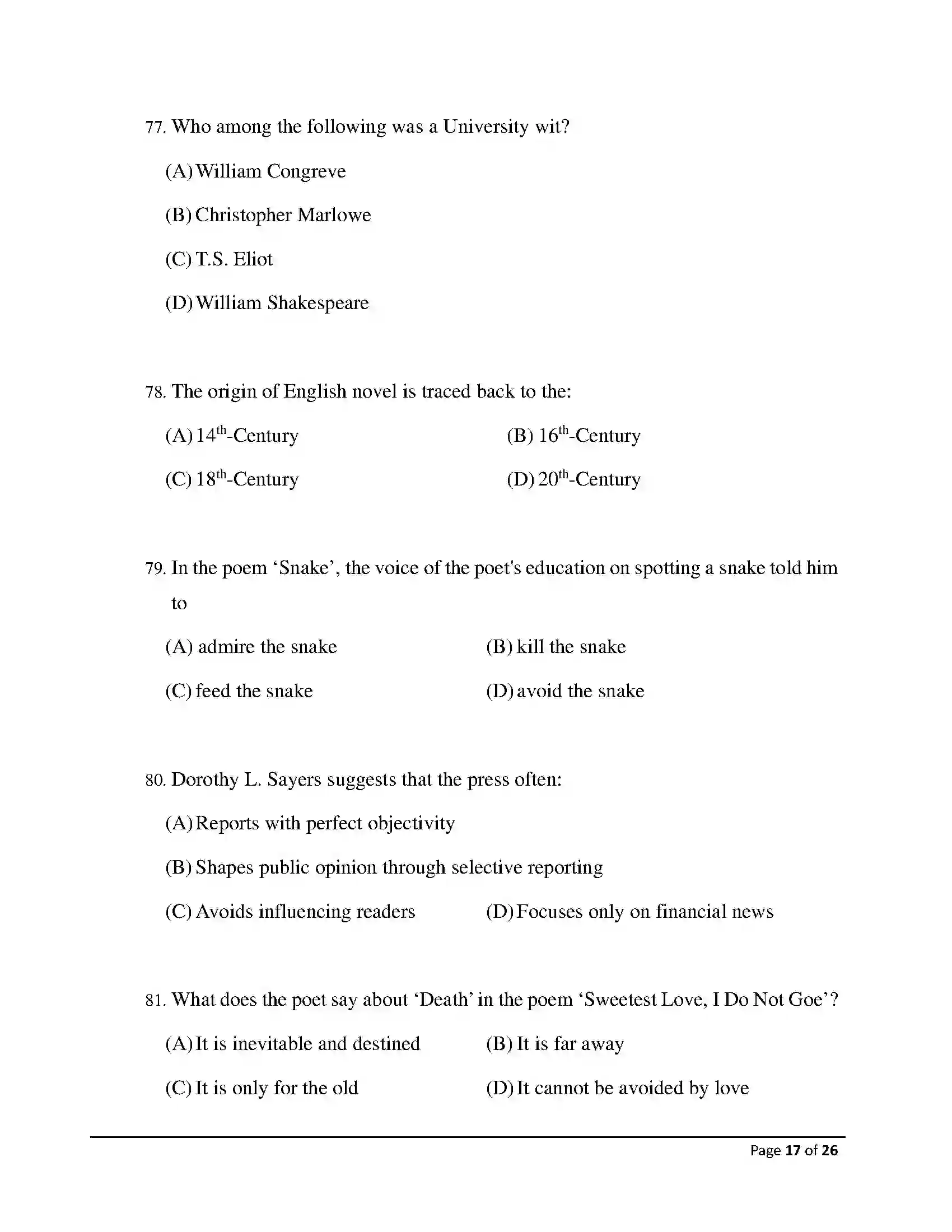 Bihar Board Class 12th 2026 English Sample Paper 17