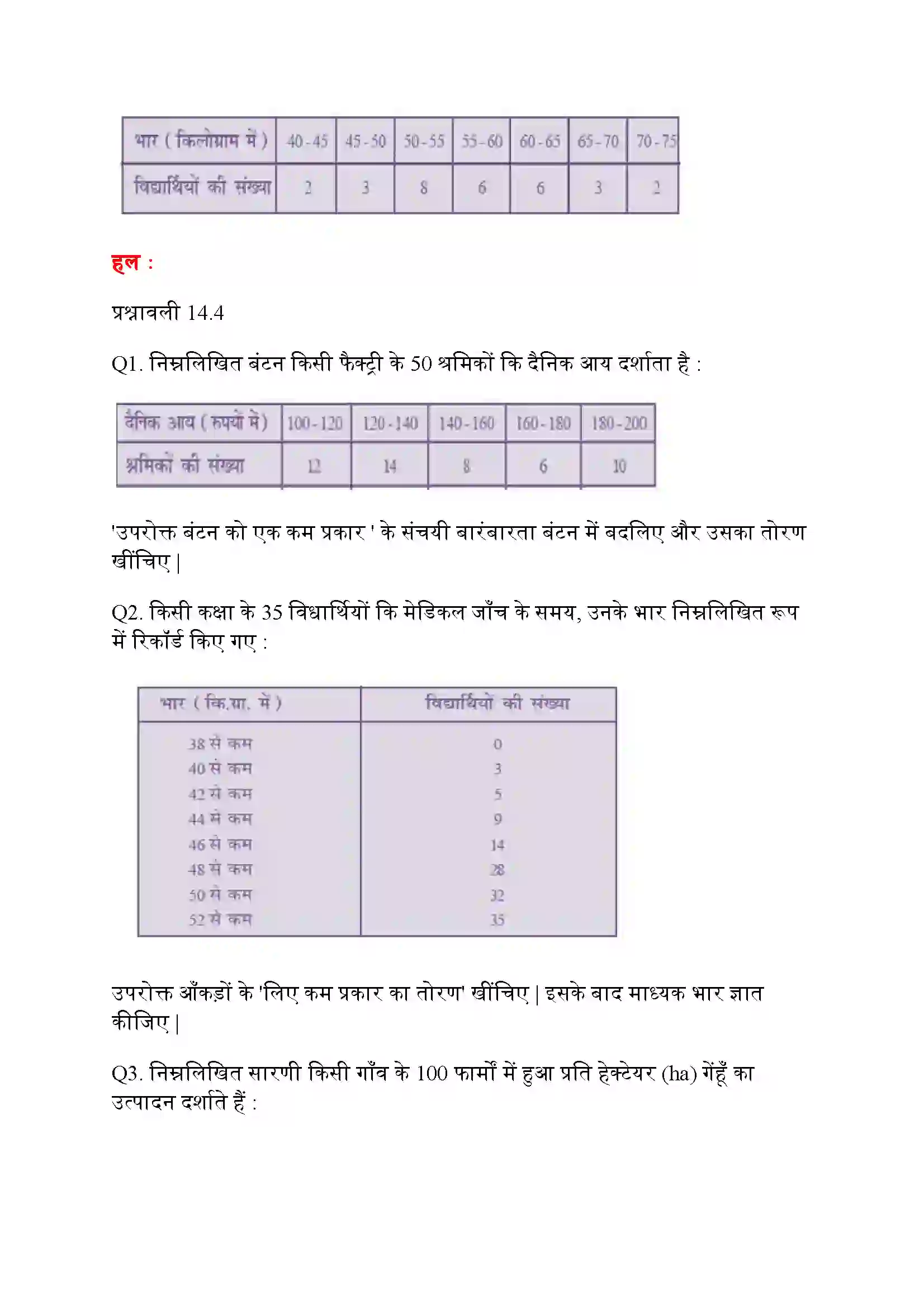 Bihar Board Class 10th Maths (गणित) Chapter 14 (सांख्यिकी) Solution 31