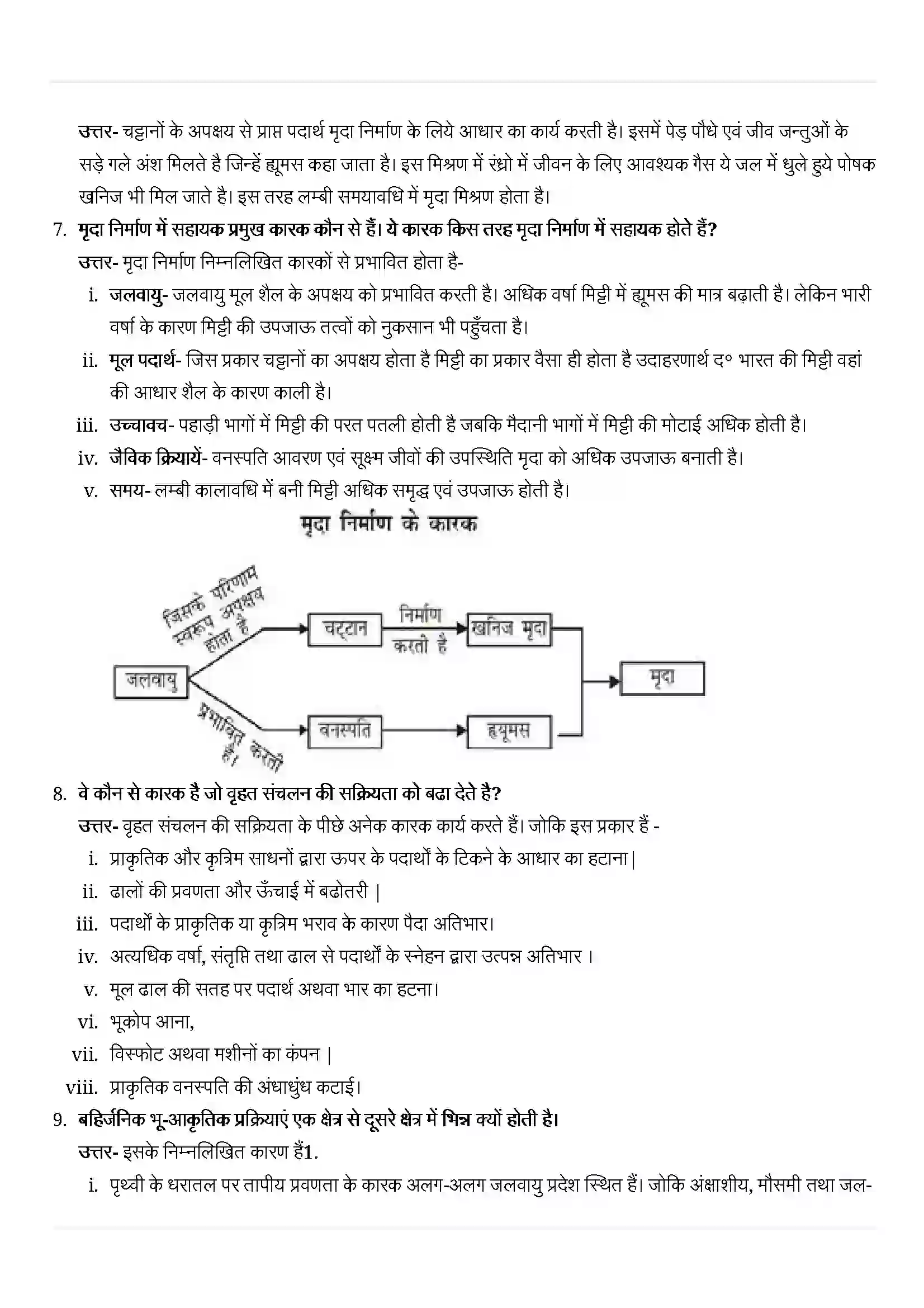 Bihar Board Class 11th Geography (भौतिक भूगोल के मूल सिद्धांत) Chapter 6 (भू(आकृतिक प्रक्रियाएं) Solution 5
