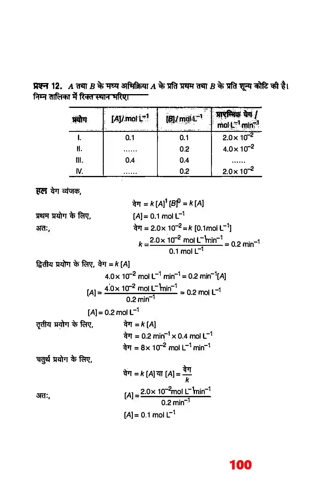 Bihar Board Class 12th Chemistry (रसायन विज्ञान) Chapter 4 (रासायनिक बलगतिकी) Solution 12