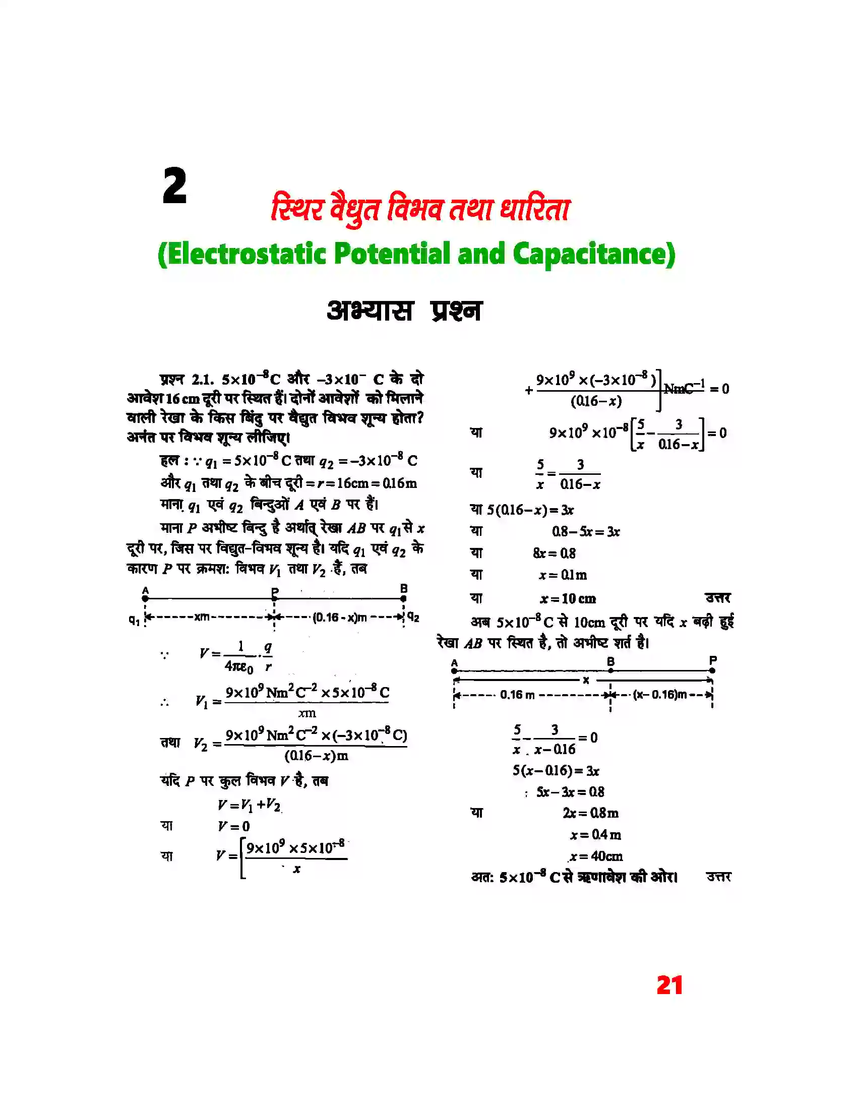 Bihar Board Class 12th Physics (भौतिक विज्ञान) Chapter 2 (स्थिर वैद्युत विभव) Solution 1