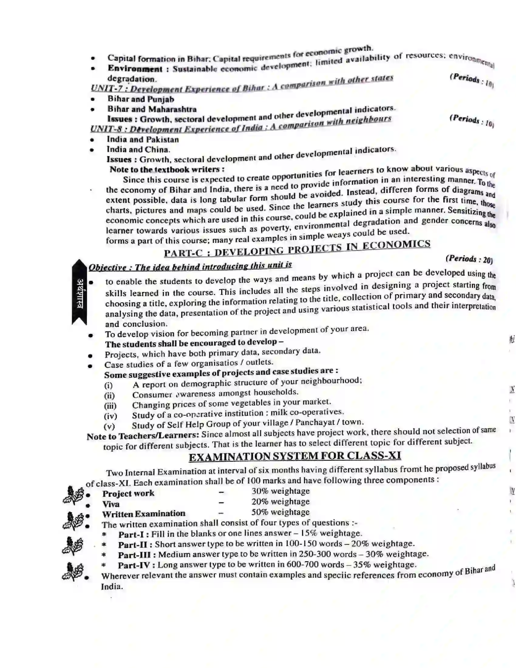 Bihar Board Class 11th 2025-26 Economics Syllabus 4