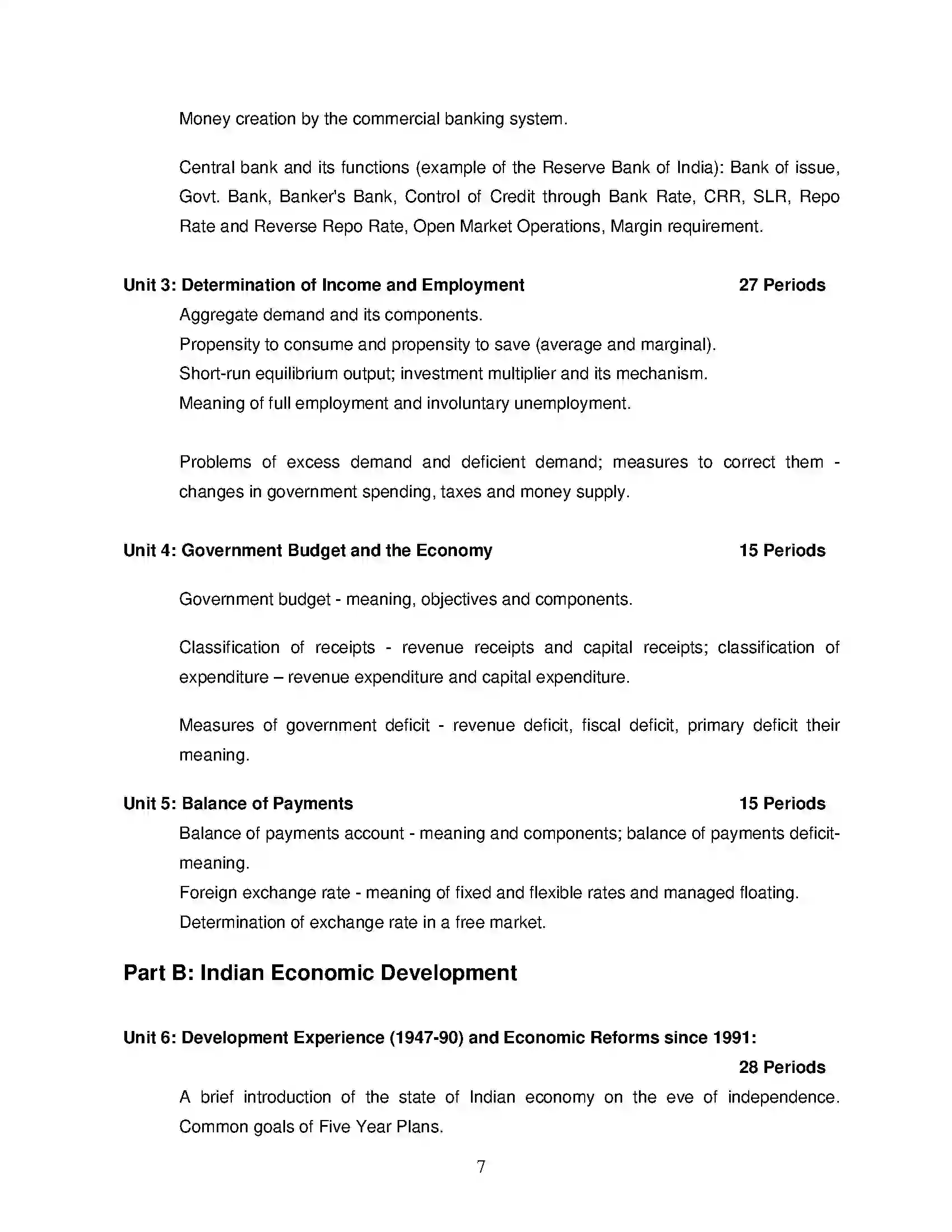 Bihar Board Class 12th 2020 Economics Syllabus 7