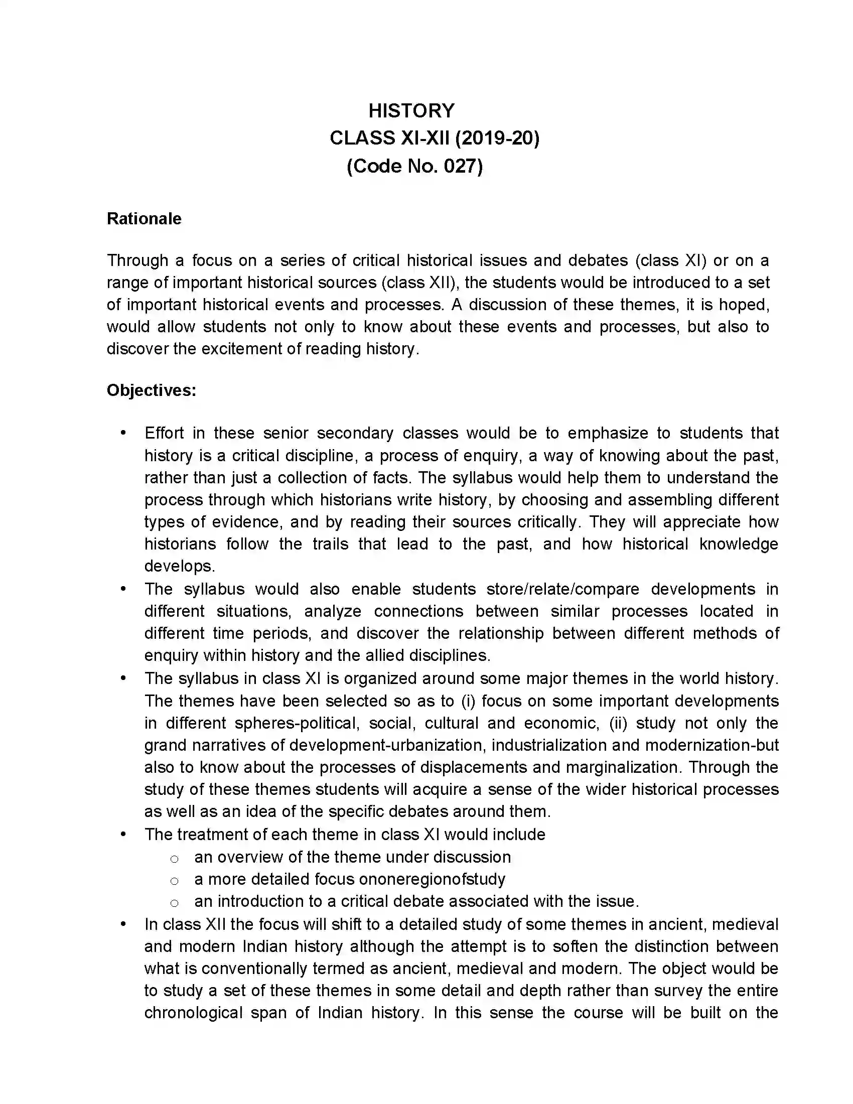 Bihar Board Class 12th 2020 History Syllabus 1