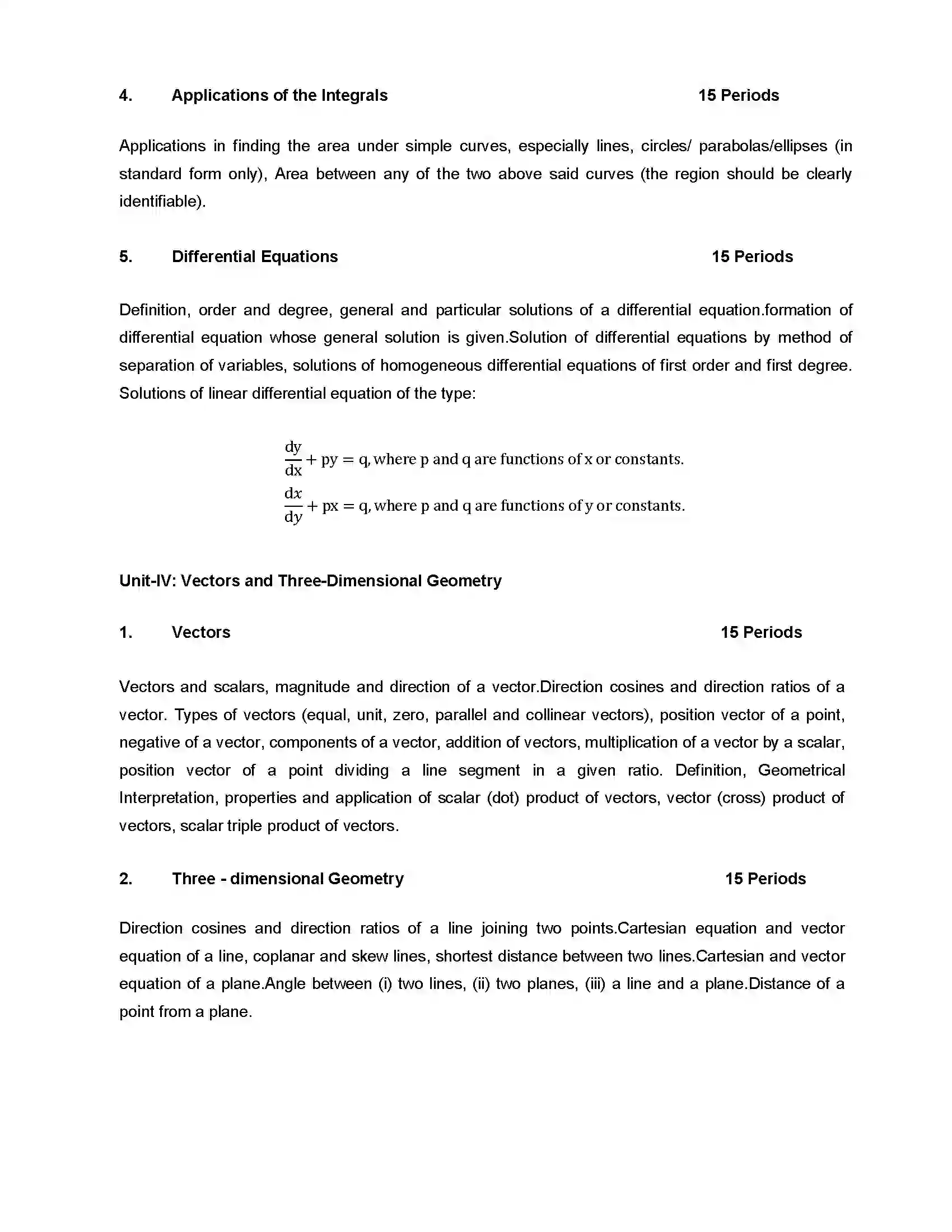 Bihar Board Class 12th 2020 Mathematics Syllabus 10