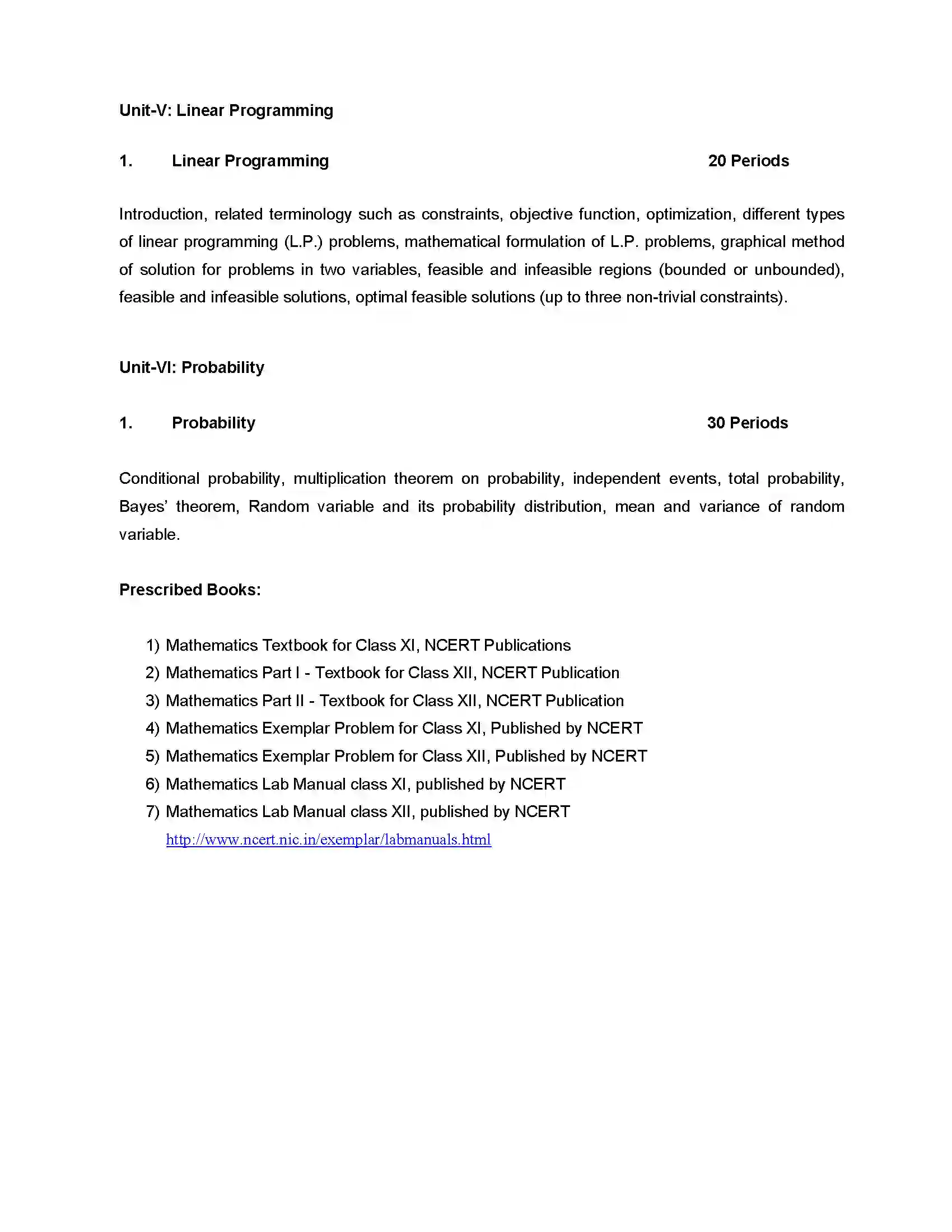 Bihar Board Class 12th 2020 Mathematics Syllabus 11