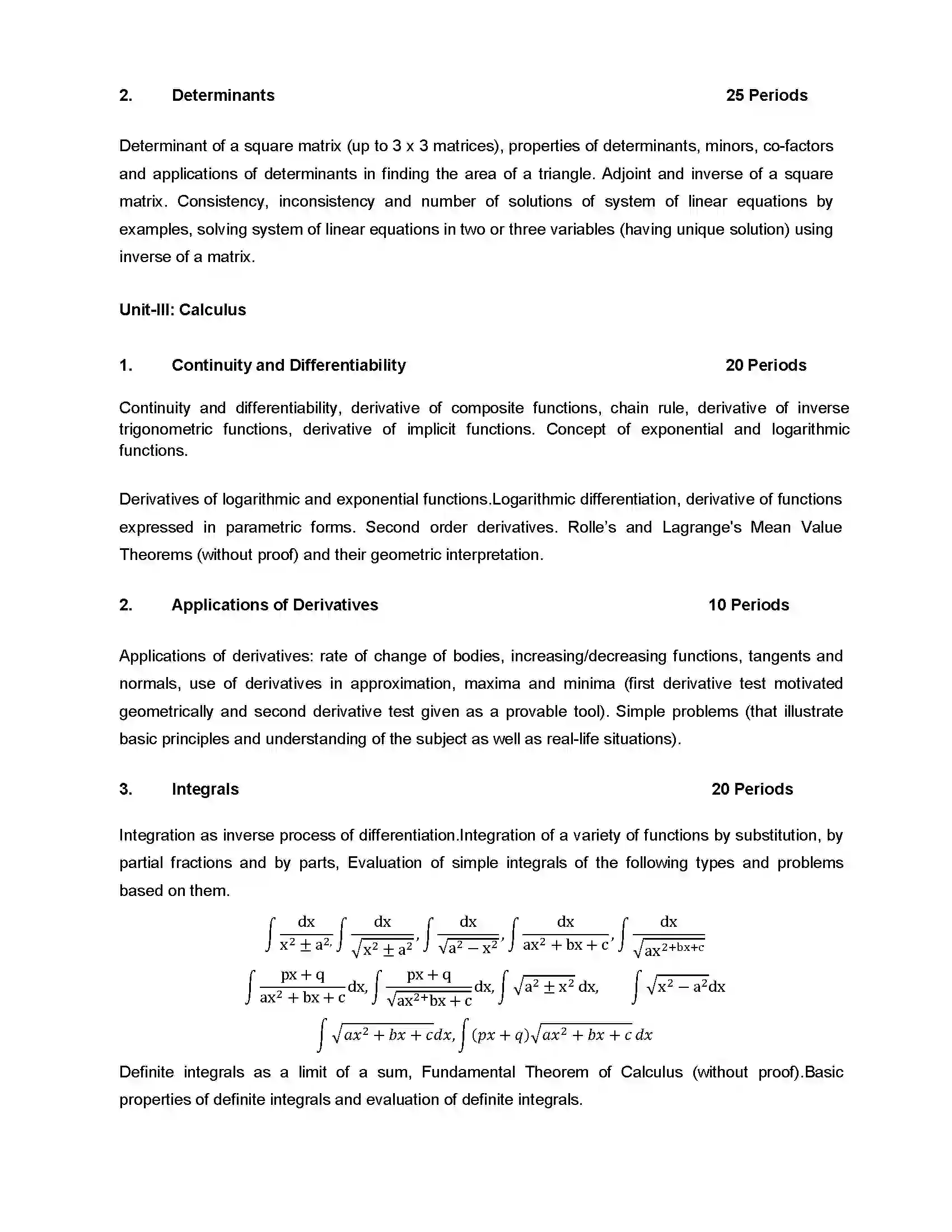 Bihar Board Class 12th 2020 Mathematics Syllabus 9