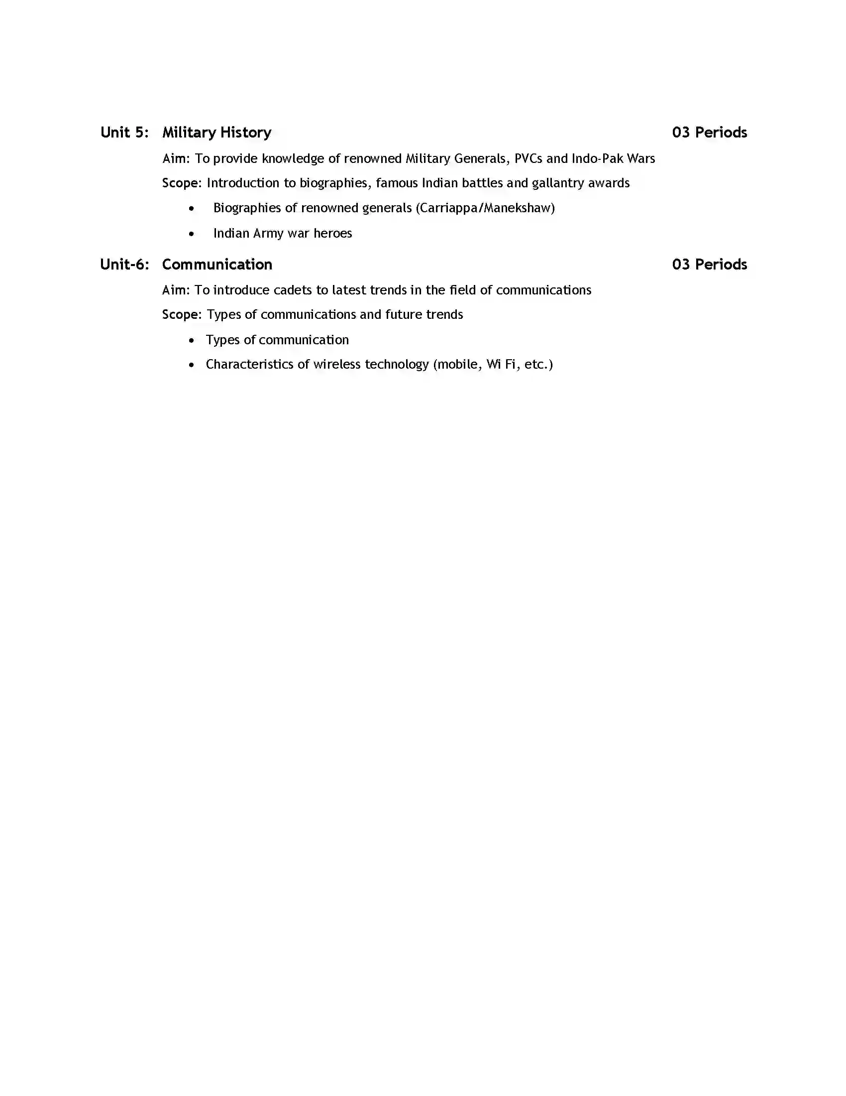 Bihar Board Class 12th 2020 NCC Syllabus 12