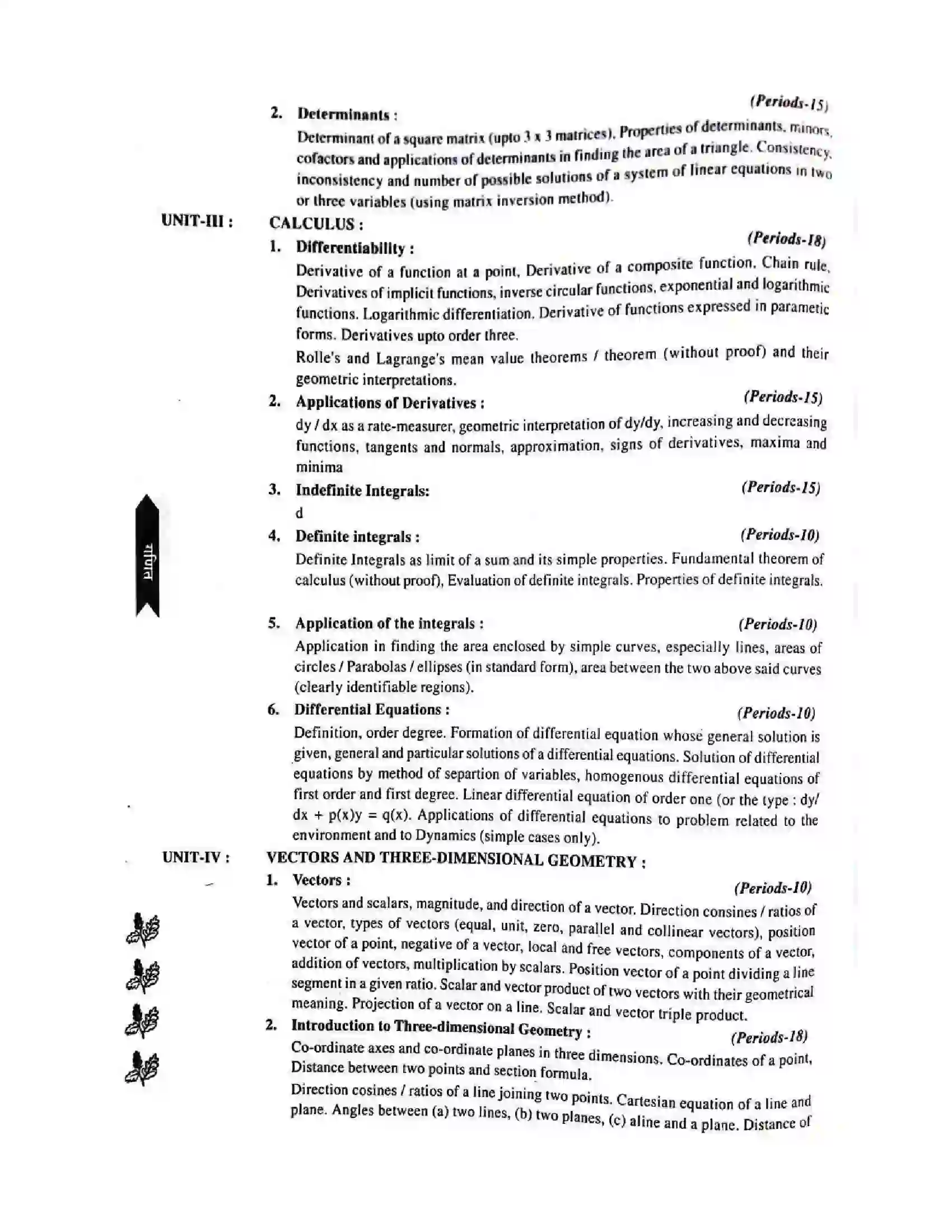 Bihar Board Class 12th 2025-26 Maths Syllabus 6